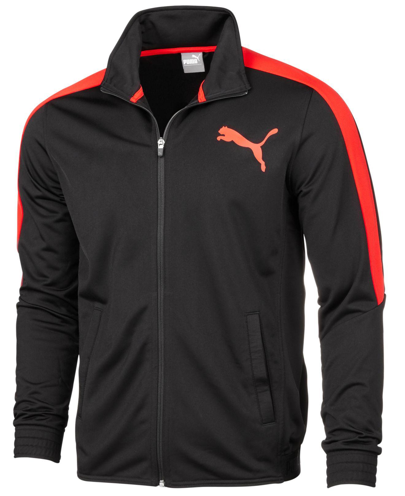 PUMA Synthetic Men's Contrast Zippered Track Jacket in Black/Red (Black ...