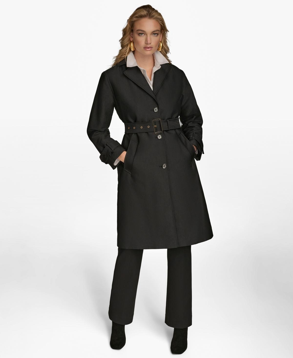 Donna Karan Single-breasted Belted Trench Coat in Black | Lyst