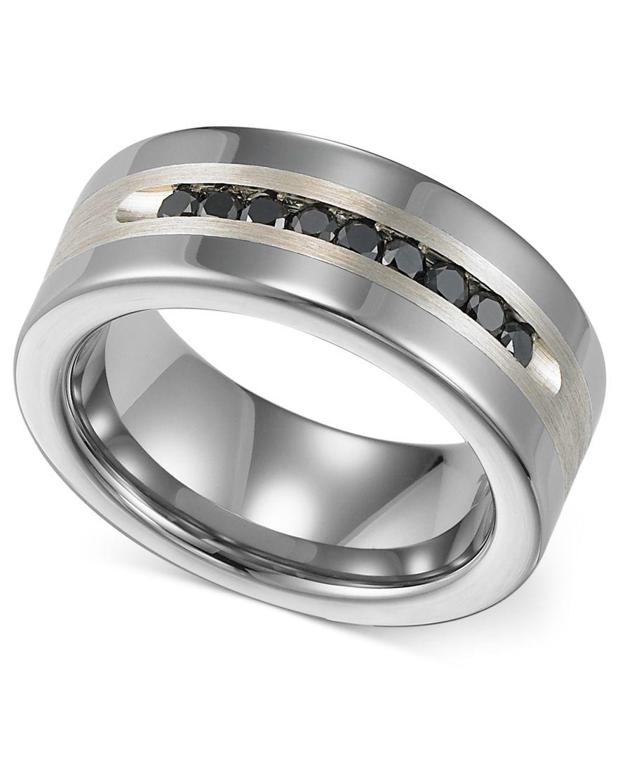 Triton Men's Tungsten And Sterling Silver Ring, Channel