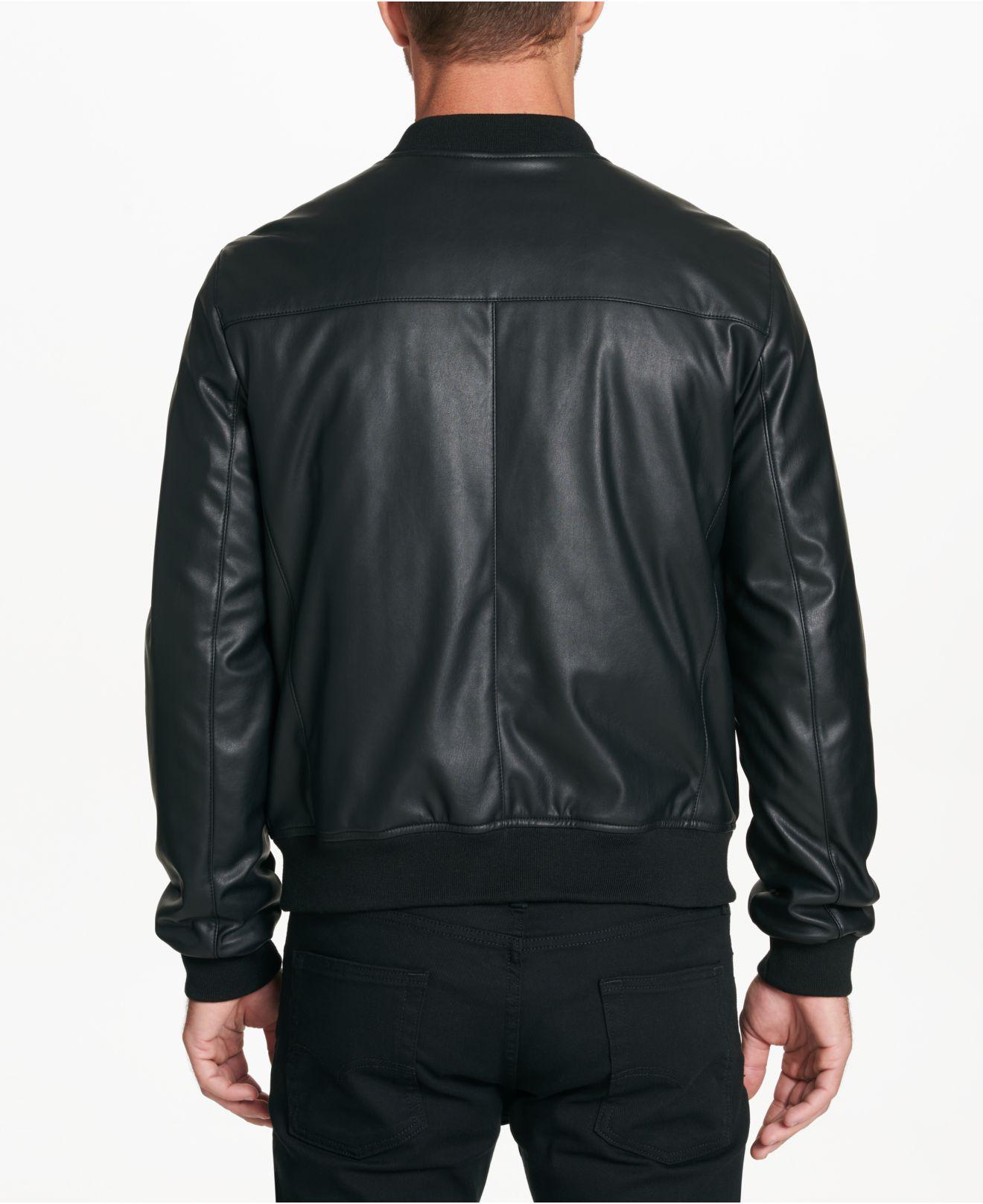 Download DKNY Men's Faux-leather Full-zip Jacket in Black for Men ...