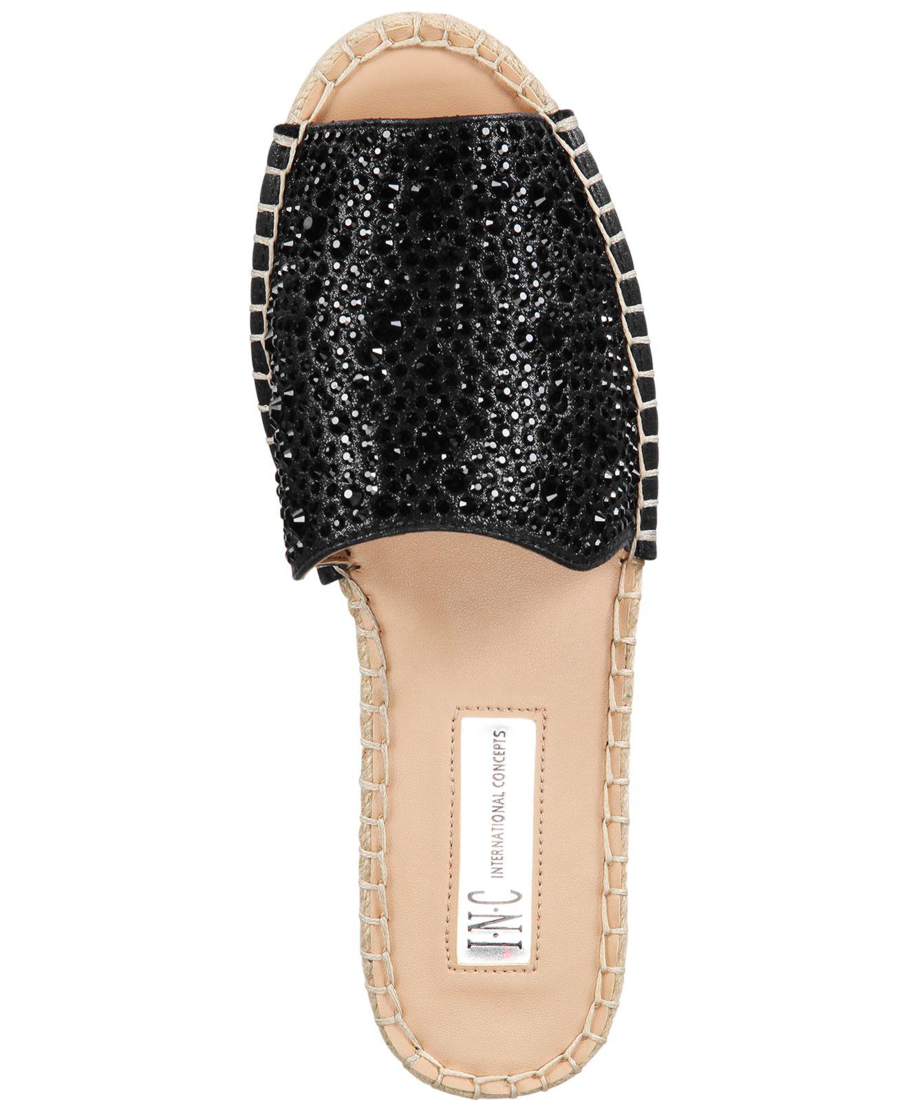 black espadrille flat sandals
