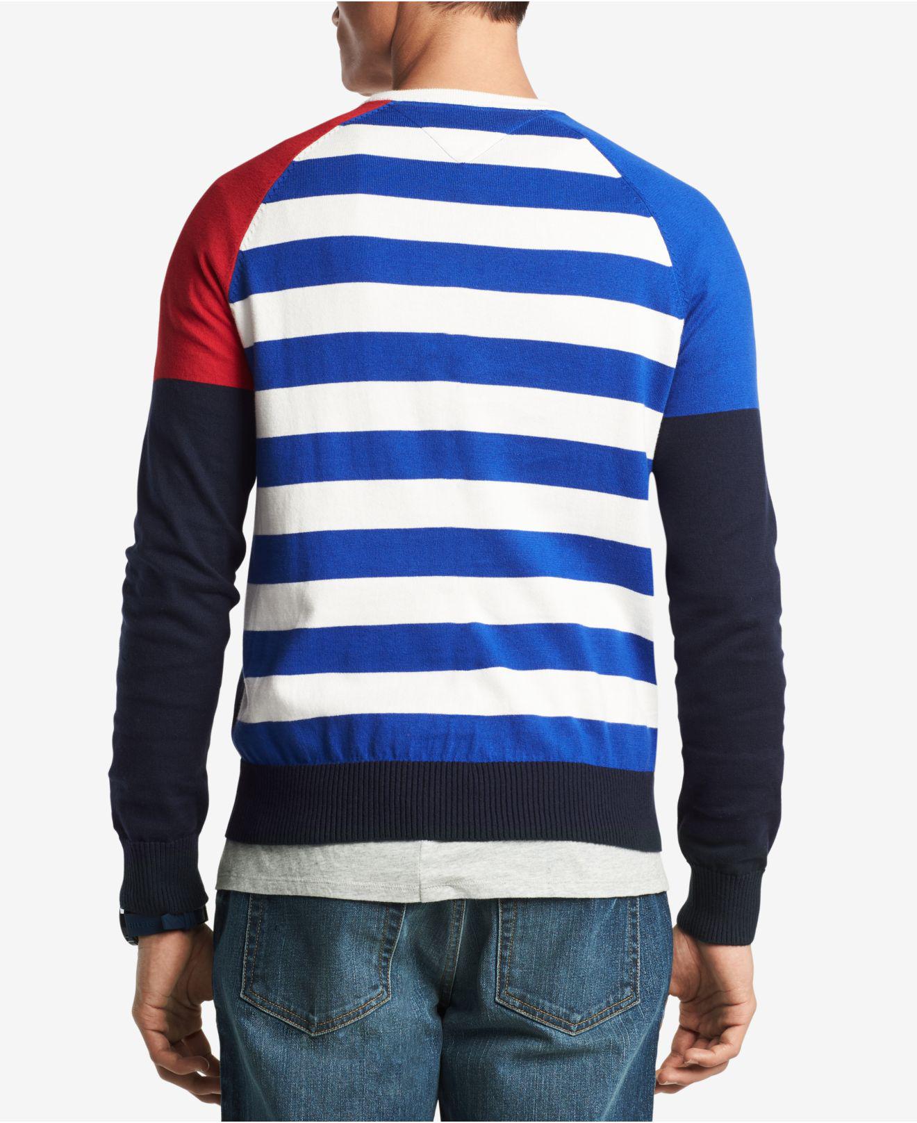 Tommy Hilfiger Cotton Perry Colorblocked Raglan-sleeve Sweater, Created For  Macy's in Blue for Men | Lyst