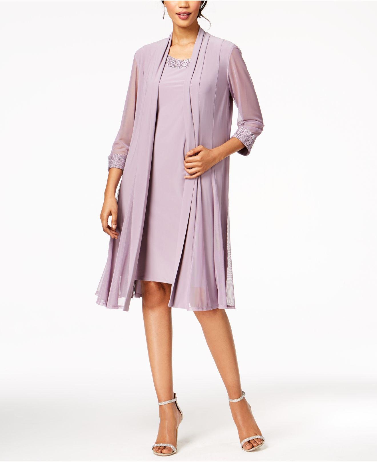 R & M Richards Lace Embellished Dress & Duster Jacket in Pink - Lyst