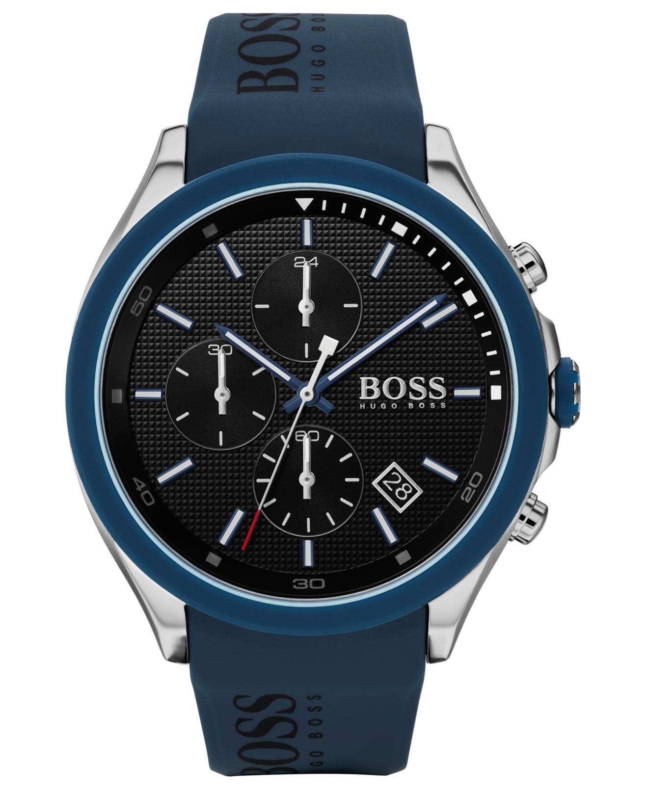 BOSS Stainless-steel Chronograph Watch With Blue Logo Strap for Men ...