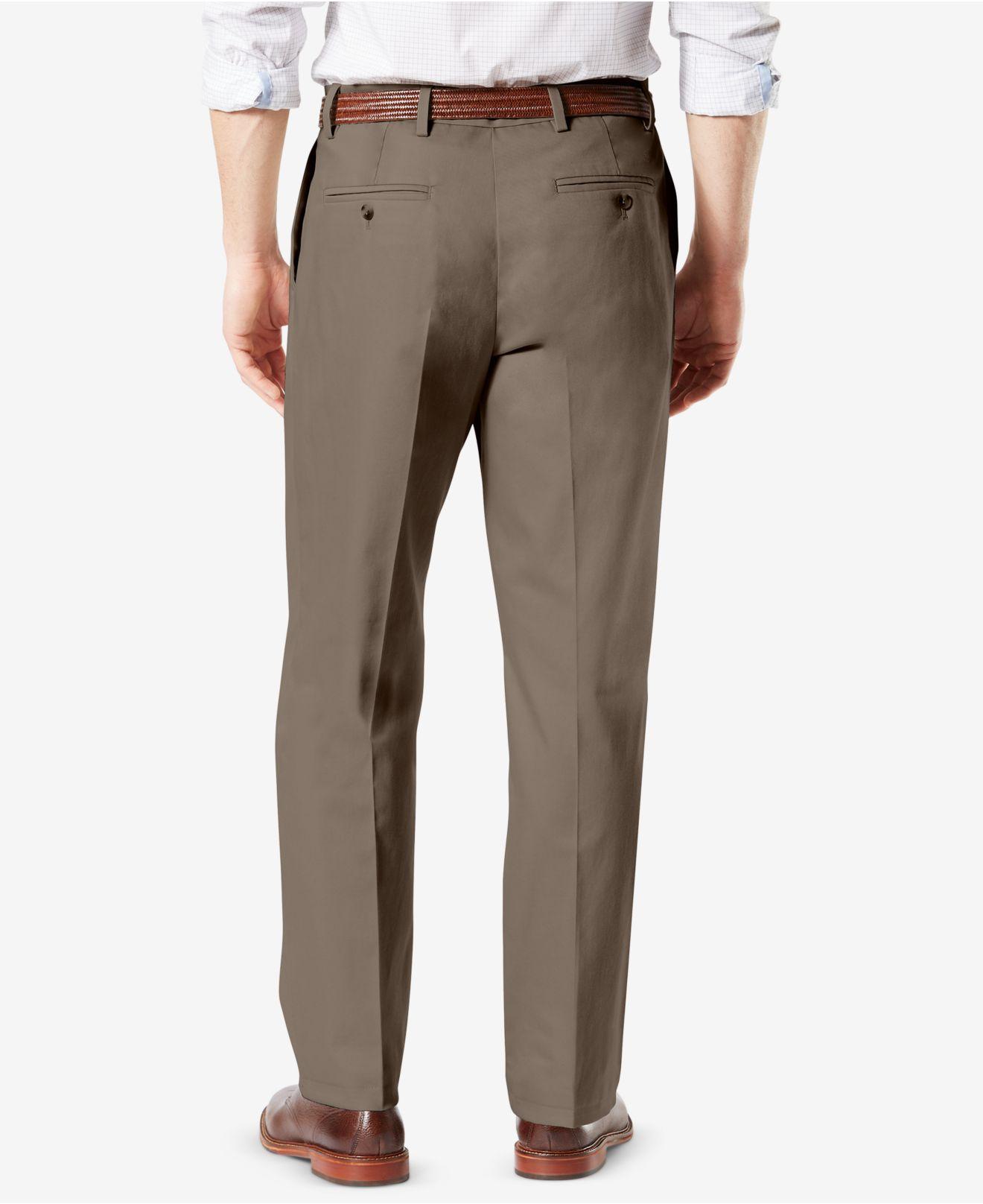 Dockers Mens Signature Khaki Classic Fit Pleated Lux Cotton Pants Brown $62 NWT
