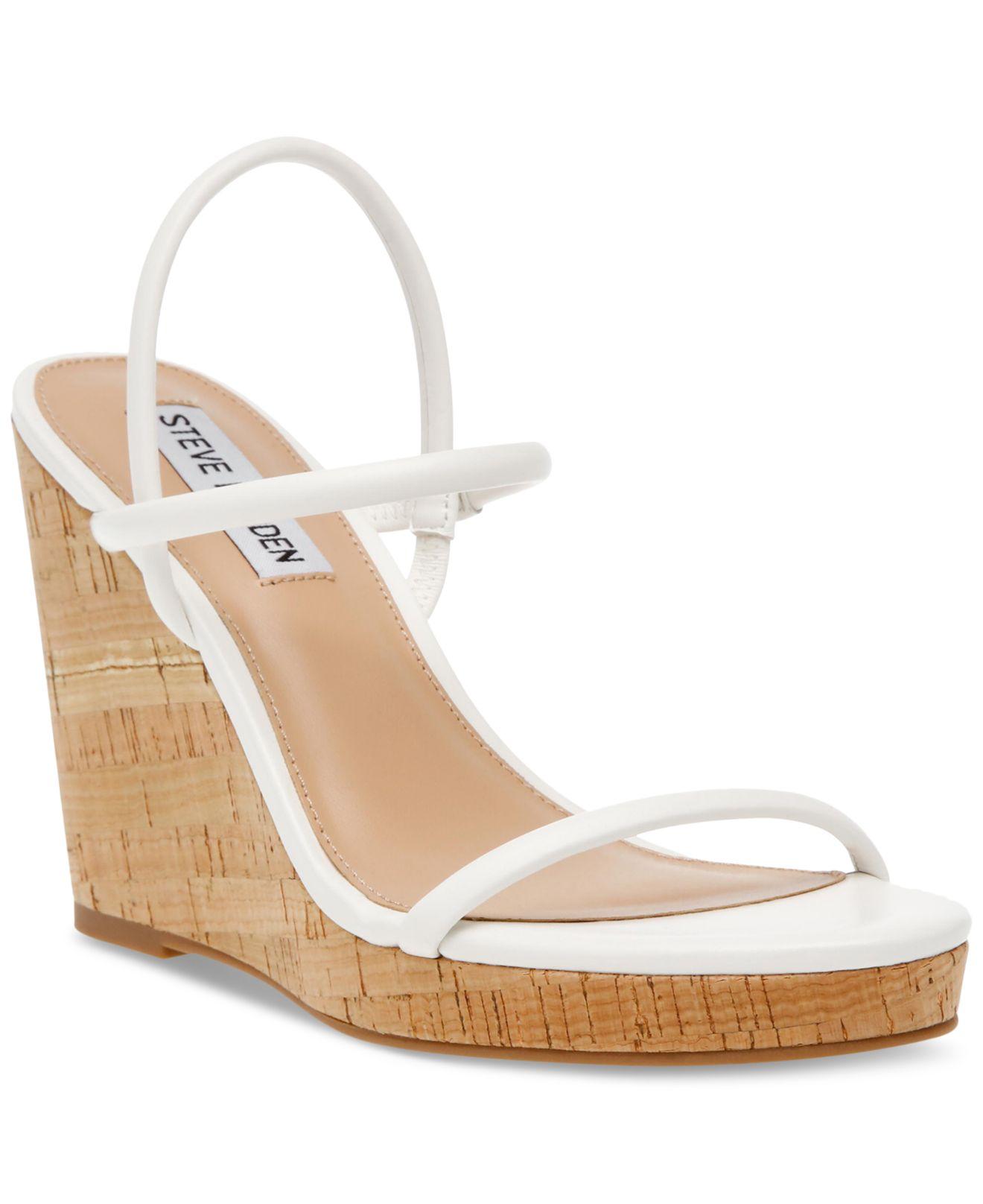 Steve Madden Udell Strappy Platform Wedge Sandals in White Lyst