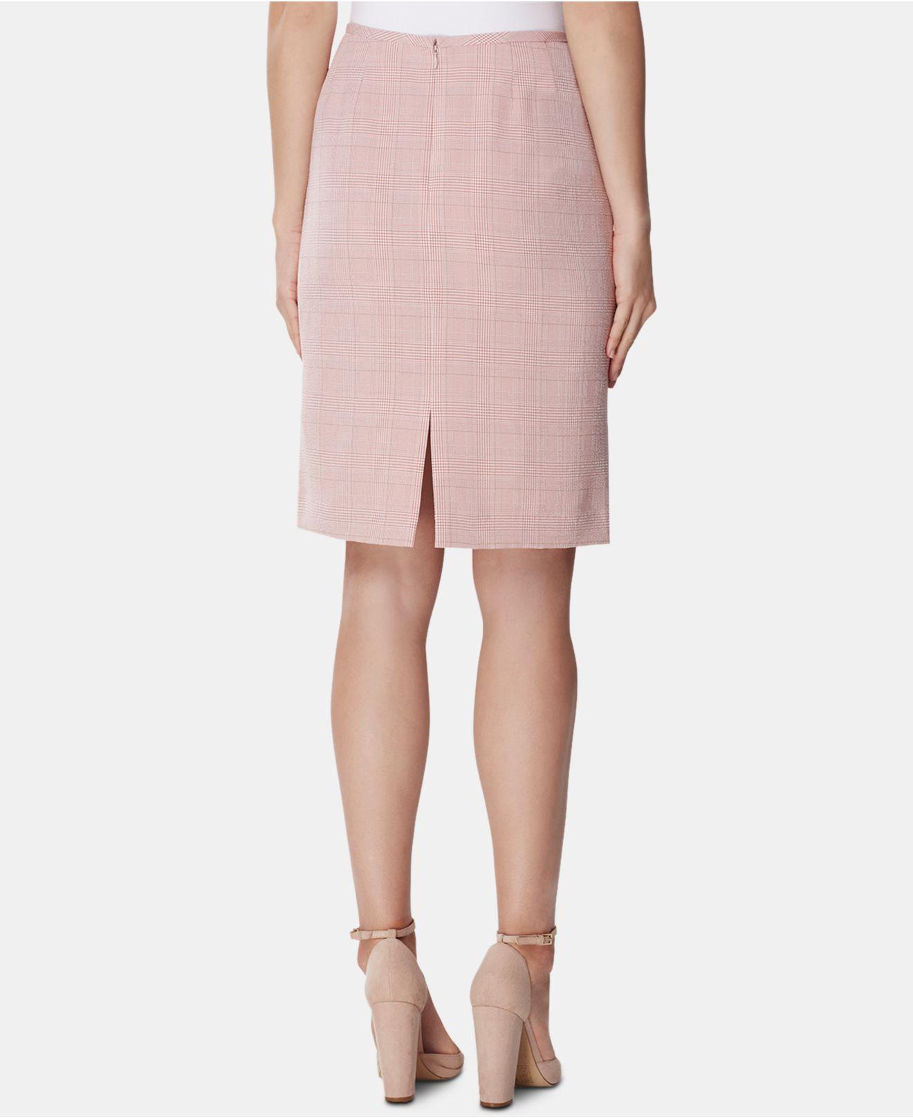 pink plaid skirt suit