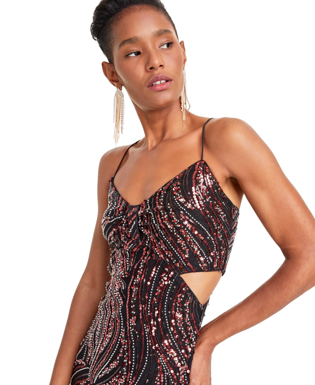 Guess Taryn Sequinned Side cutout Cocktail Dress in Red Lyst