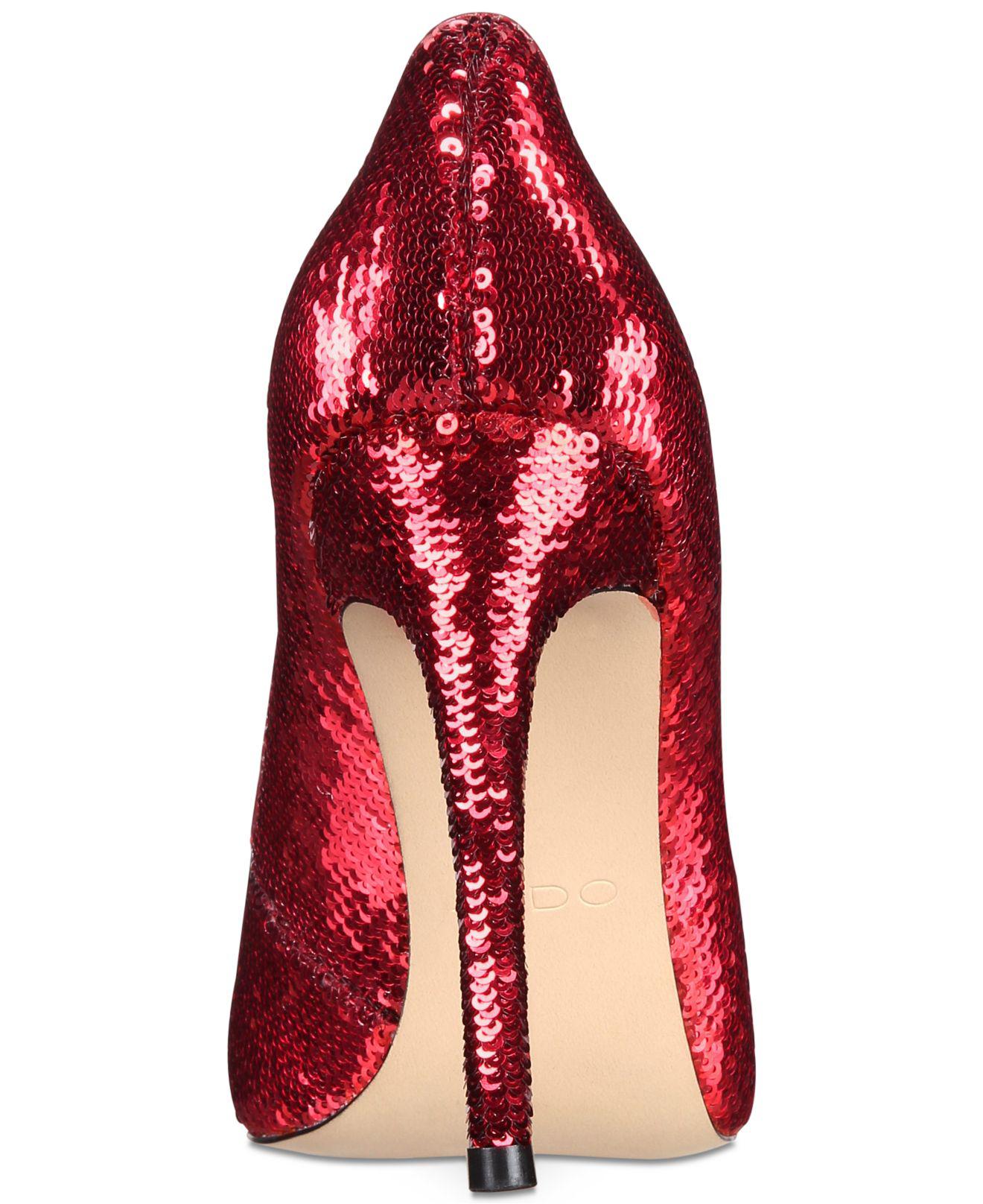 red sequin shoes heels