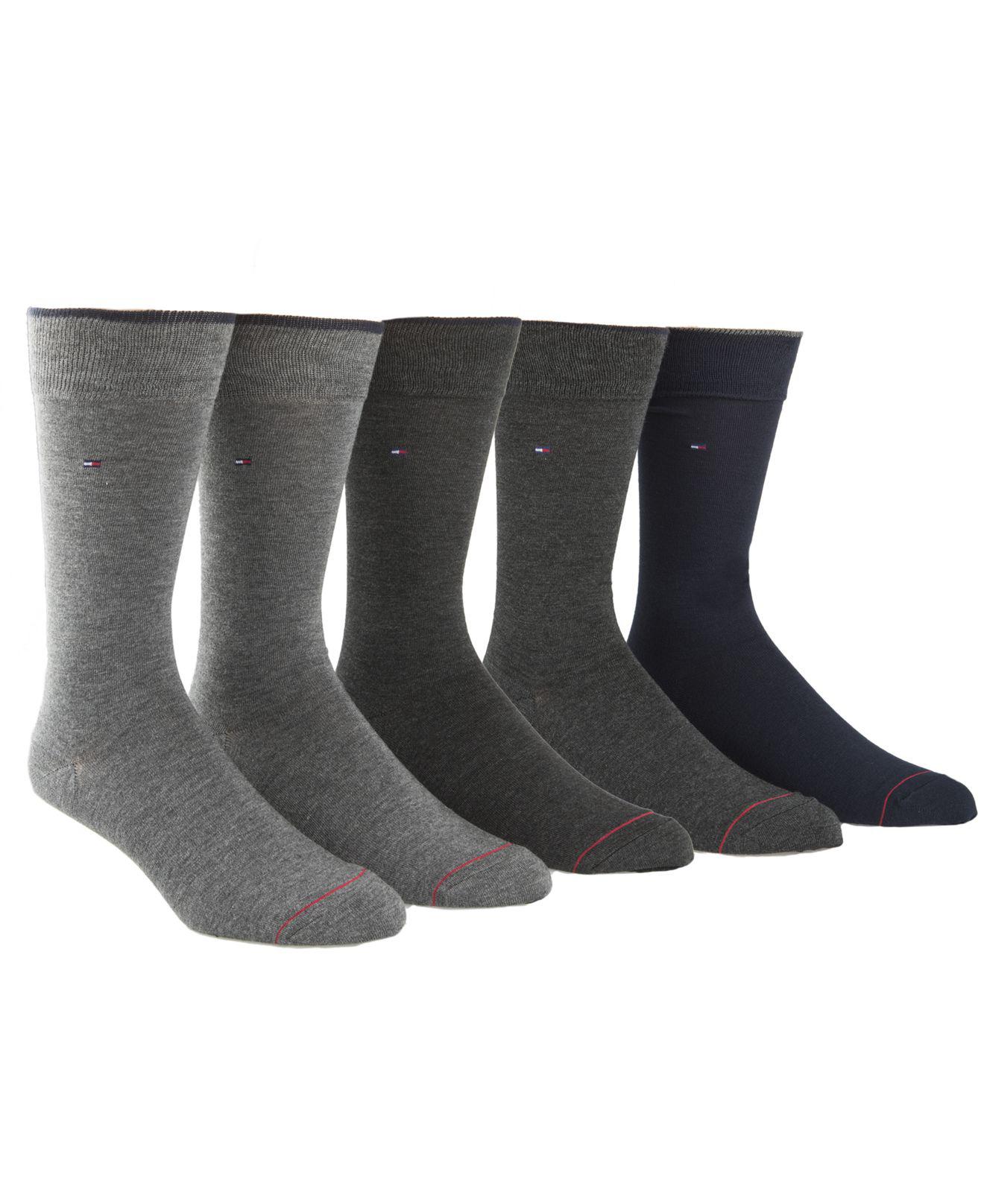Tommy Hilfiger Synthetic Dress Socks, 5 Pack in Gray for Men Lyst