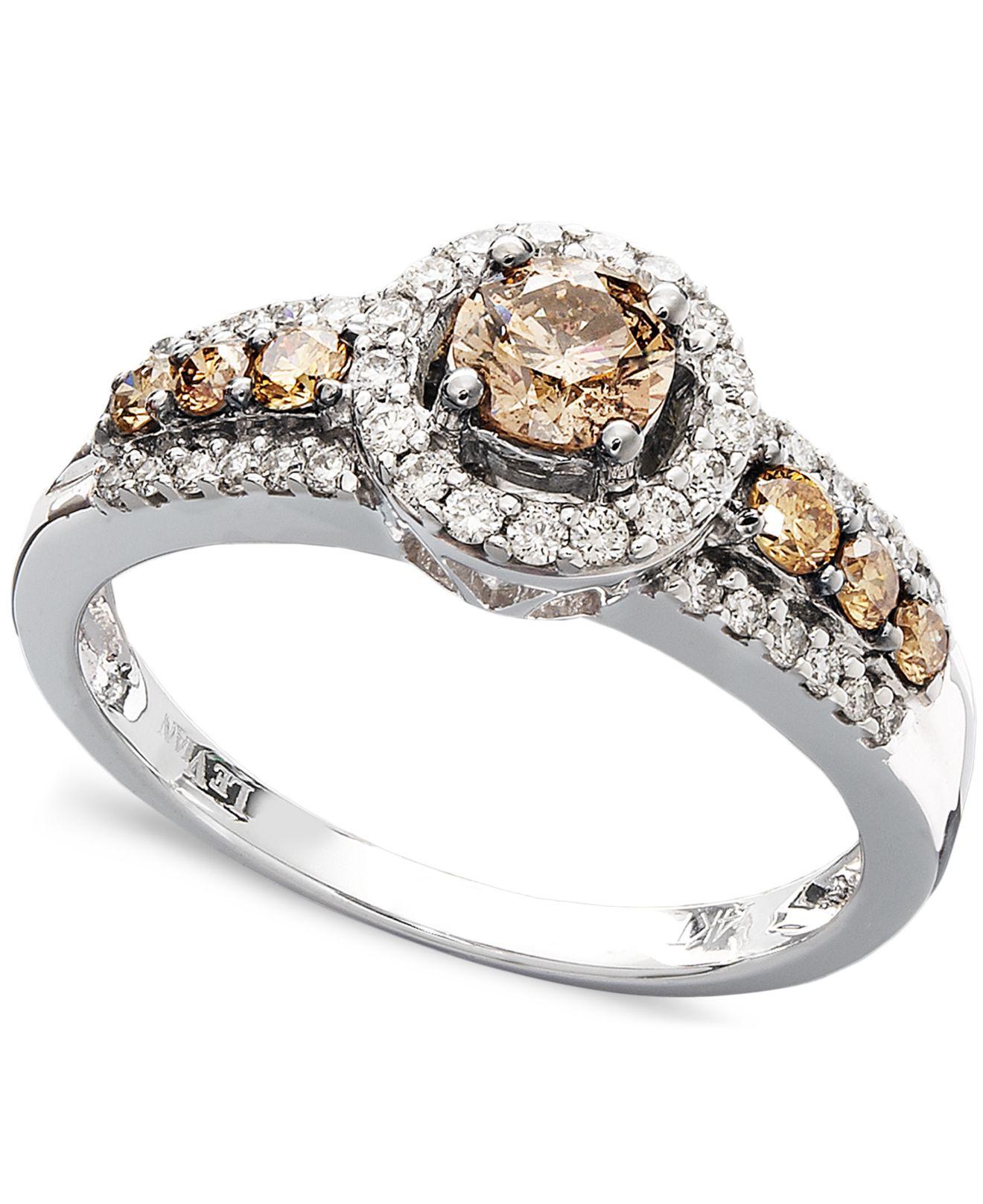 Le Vian Chocolate And White Diamond Ring In 14k White Gold (3/4 Ct. T.w.)  in Brown | Lyst