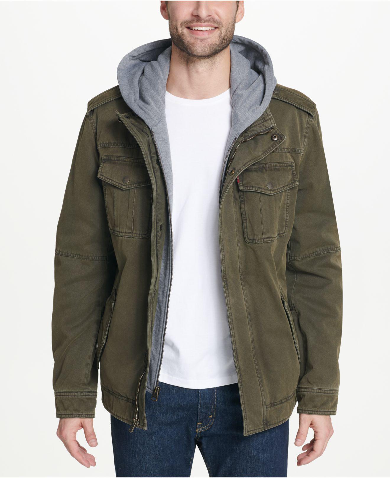 Levi's Synthetic Two Pocket Hooded Trucker Jacket in Olive (Green) for ...