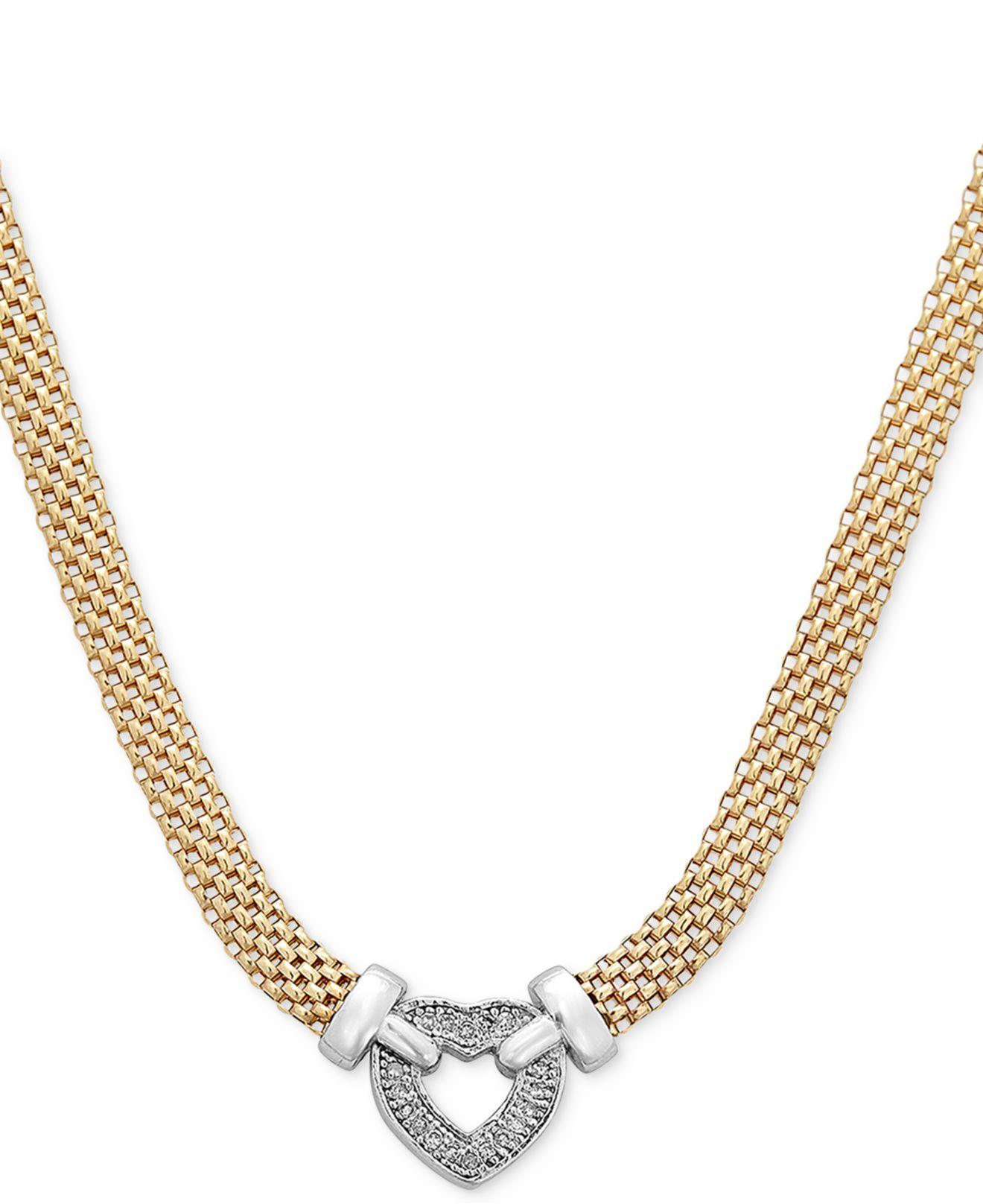 Macy's Diamond Heart Necklace In 14k 