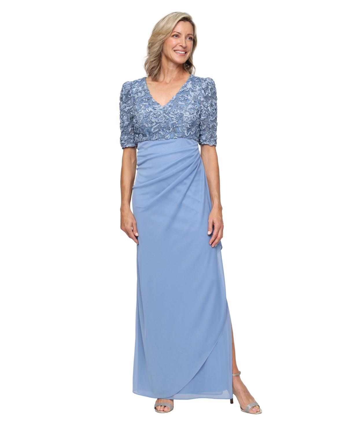 lyst formal dresses Tracy Studio LONG SLEEVES BOAT NECK FLORAL LASERCUT DRESS