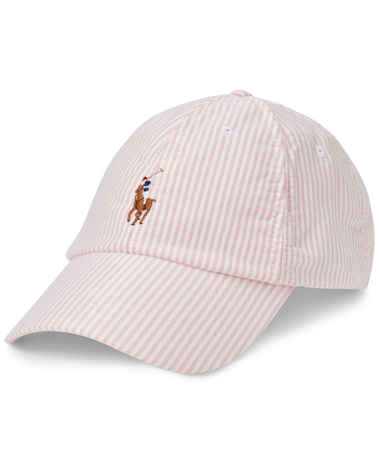 Polo Ralph Lauren Striped Oxford Cap in Pink for Men | Lyst