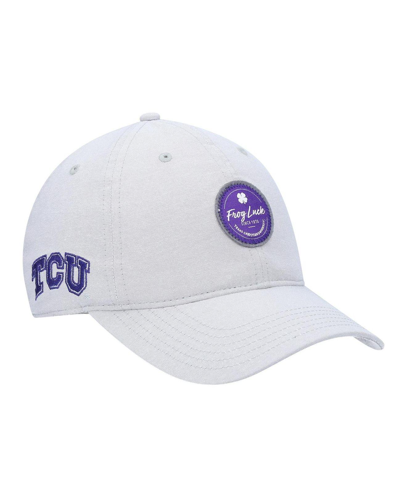 Black Clover Gray Tcu Horned Frogs Oxford Circle Adjustable Hat in