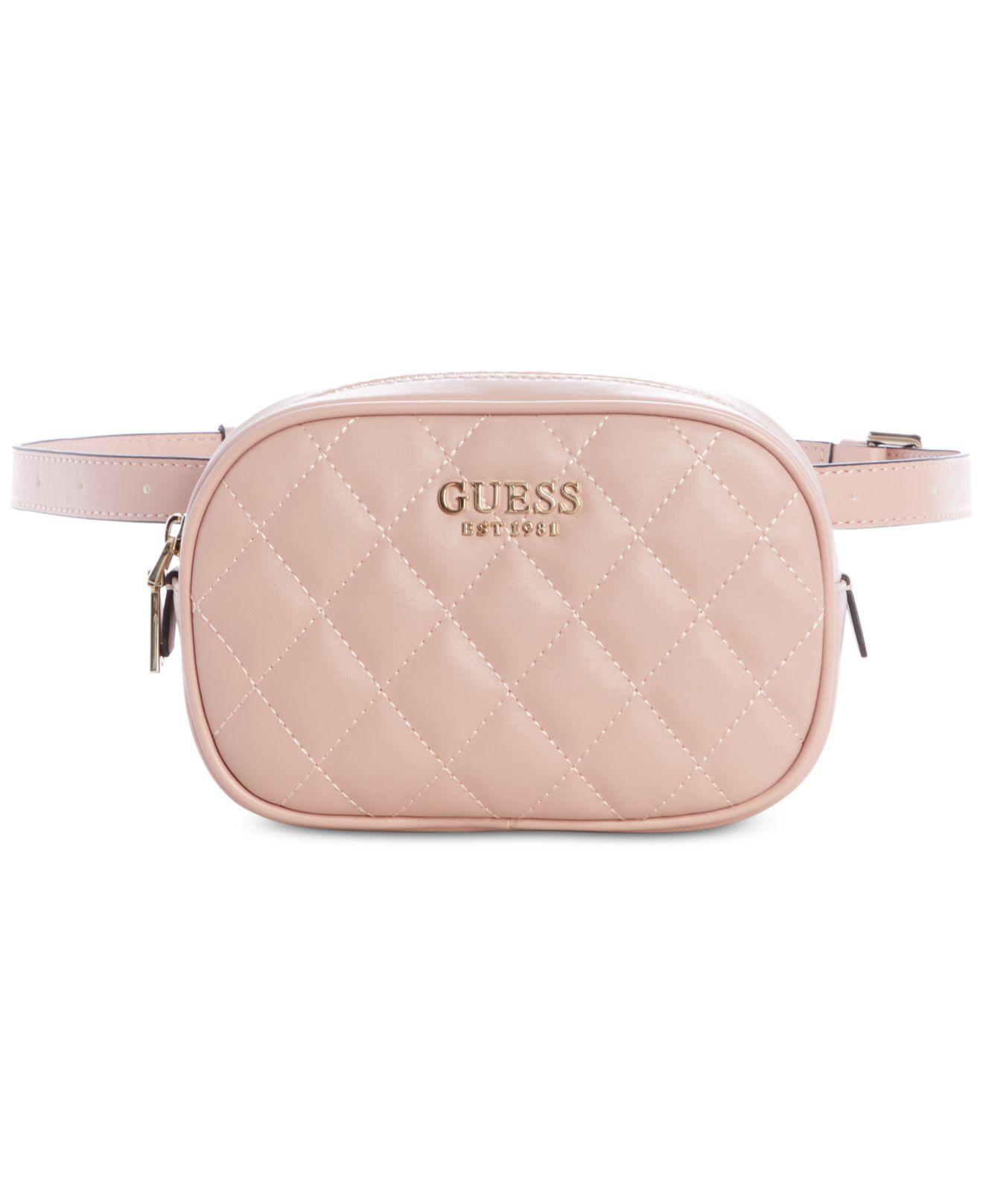 guess pink belt bag