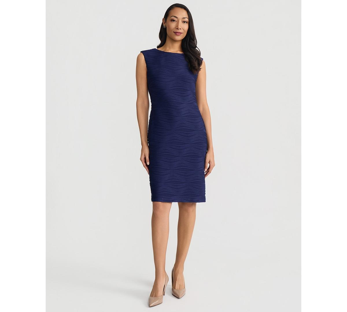 slim fit dress slacks Split Neck Sheath Dress in Off White