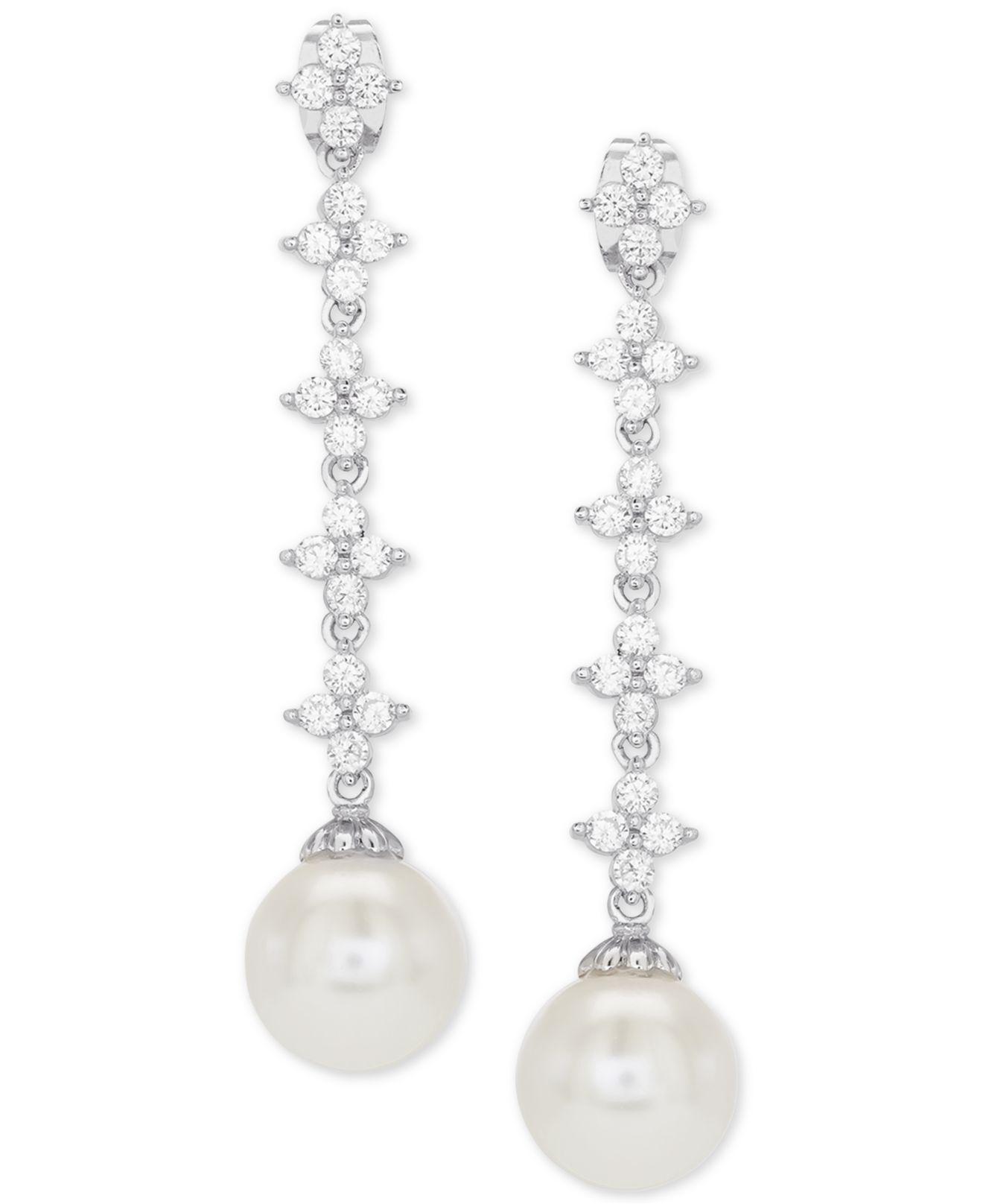 Giani Bernini Imitation Pearl & Cubic Zirconia Drop Earrings In ...