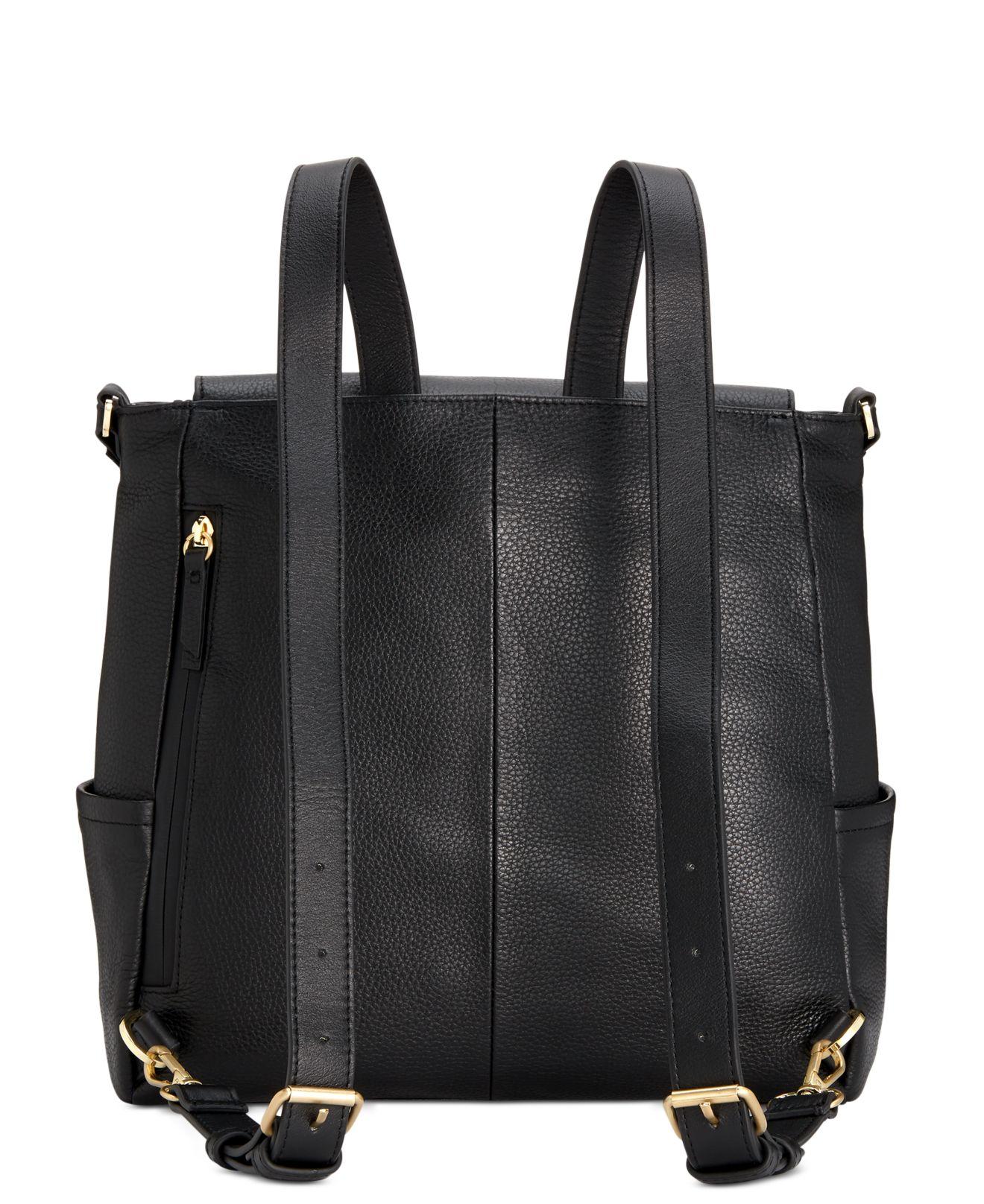 kenneth cole black leather backpack