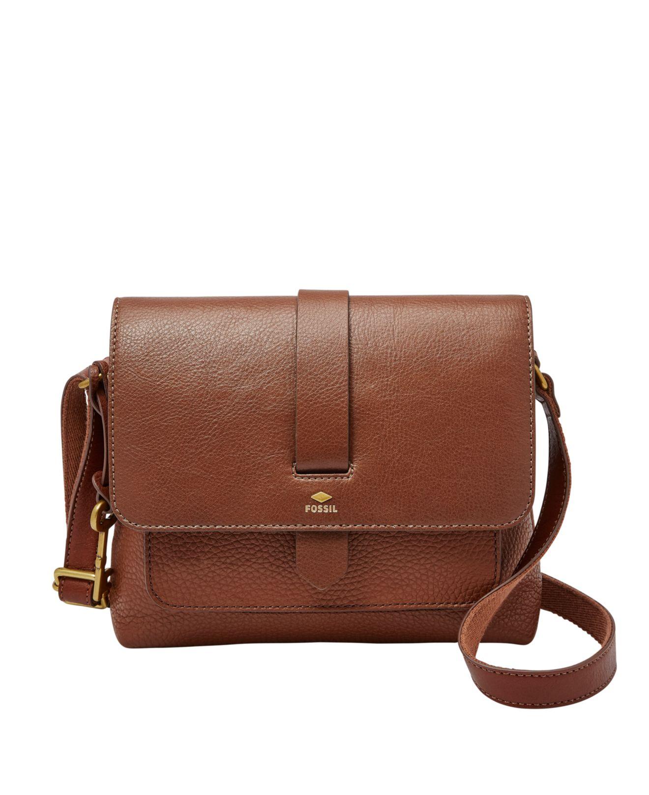 Fossil Kinley Small Leather Crossbody in Brown/Gold (Brown) - Lyst