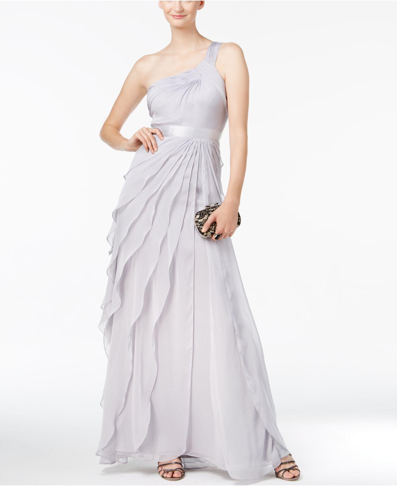 adrianna papell tiered chiffon dress