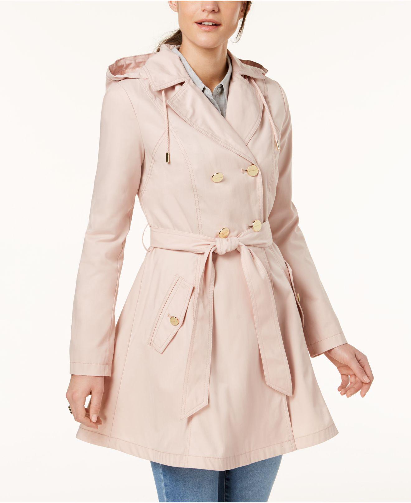 Laundry by Shelli Segal Cotton Belted Skirted Trench Coat in Dusty Pink  (Pink) - Lyst