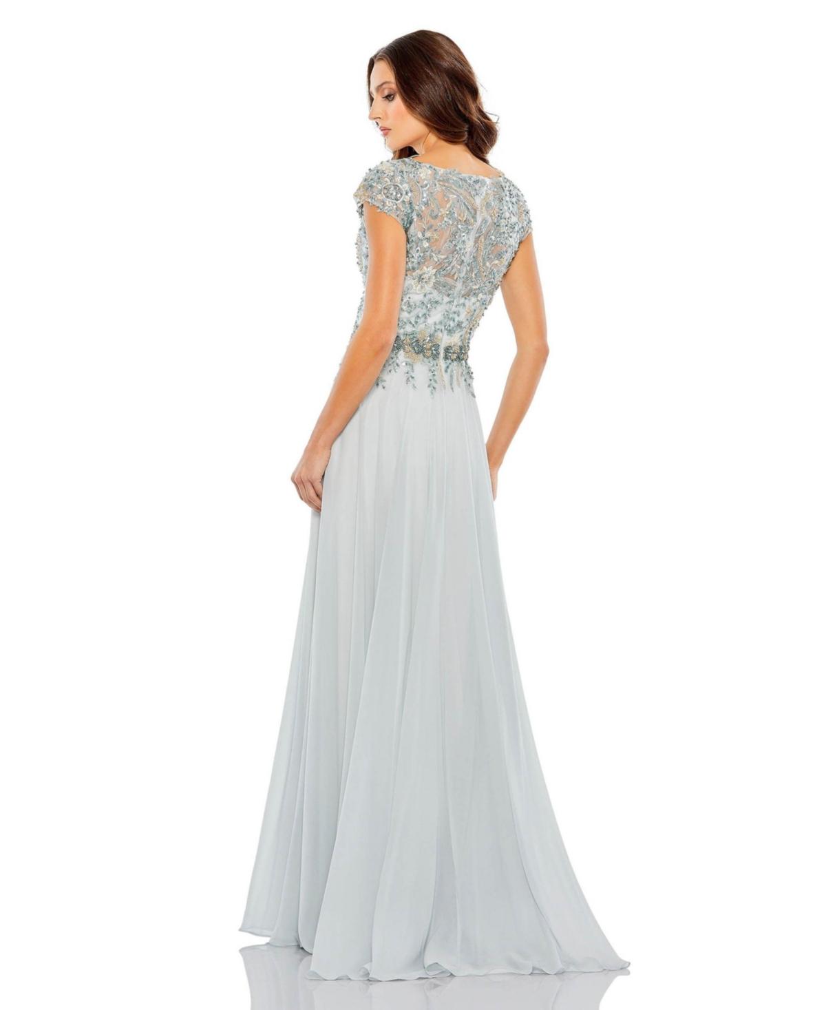 long sleeve holiday dress Chic Long Sleeves V-Neck Prom Party Gowns| Lace Evening Party Dress With Slit