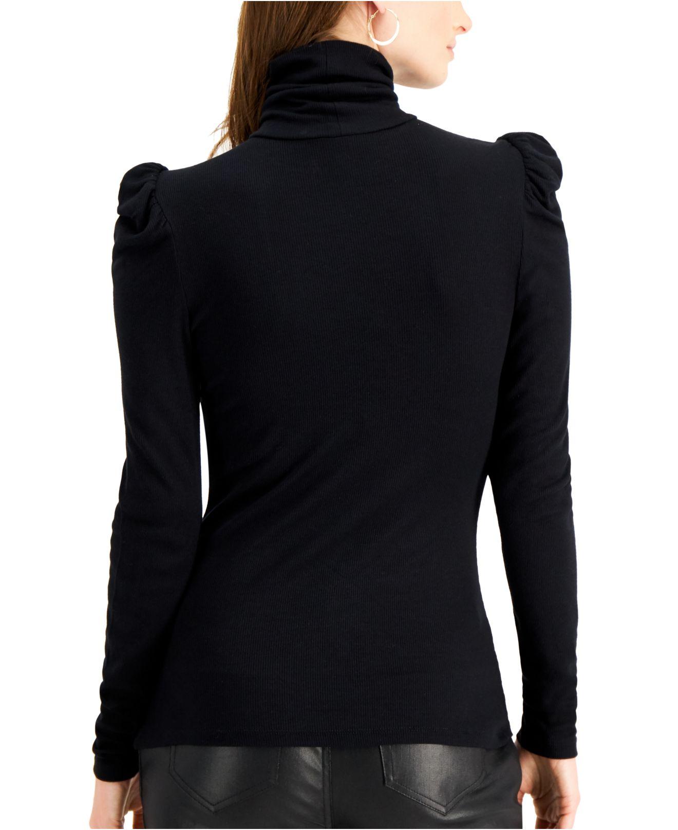 INC International Concepts Synthetic Inc Puff-sleeve Turtleneck Top, Created For Macy's in Deep 