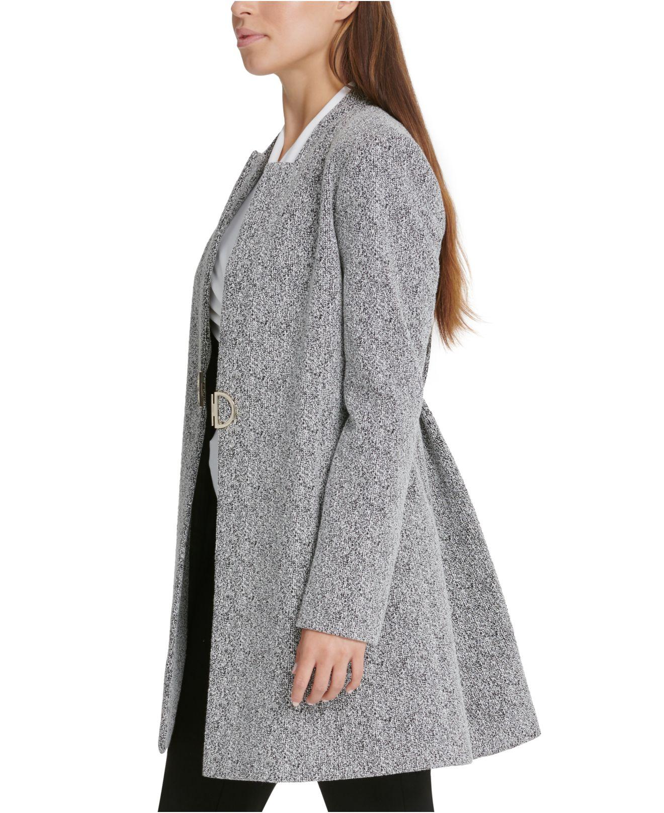 Notch-neck D-ring Knit Topper Jacket 