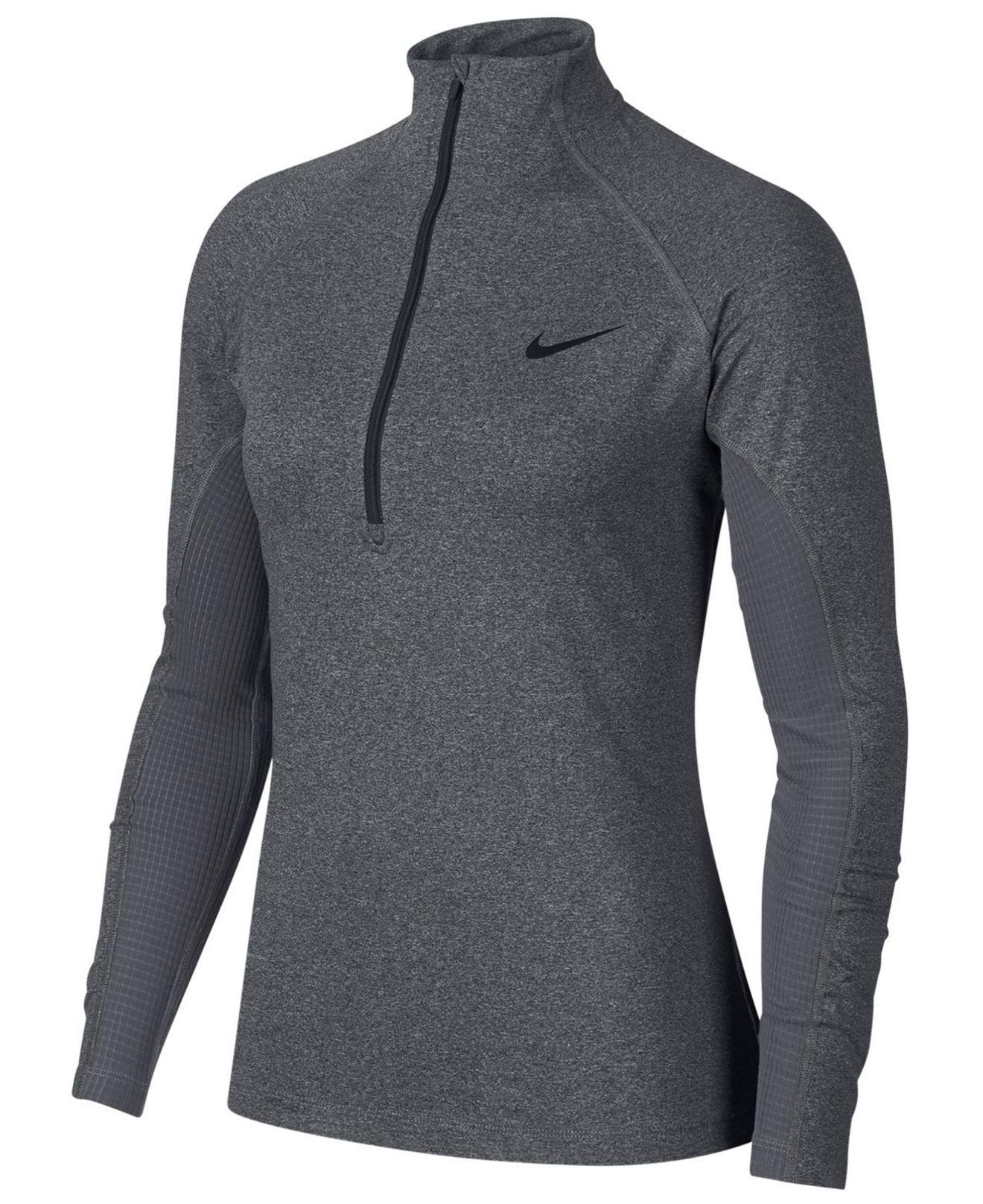Nike Synthetic Pro Warm Half-zip Training Top in Charcoal Heather/Black (Gray) - Lyst