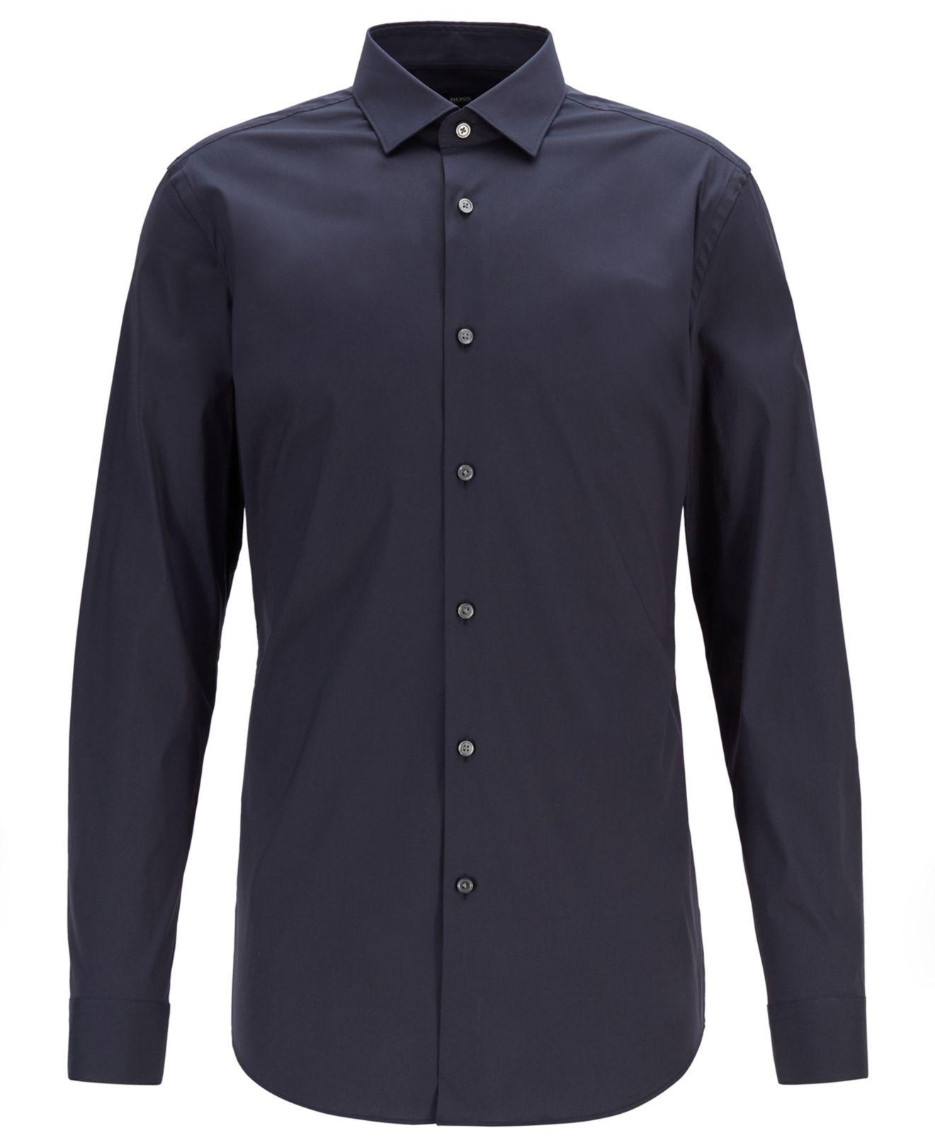 BOSS by HUGO BOSS Travel Line Extra Slim Fit Shirt In Stretch Poplin in  Blue for Men | Lyst