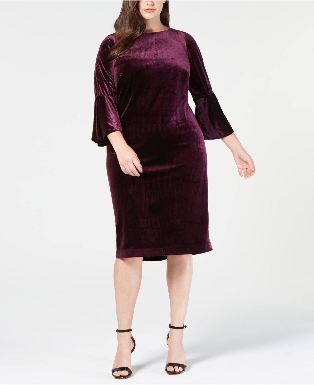 macy's calvin klein velvet dress