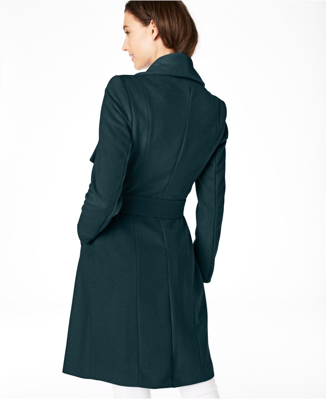 Cole Haan Wrap Coat in Green | Lyst