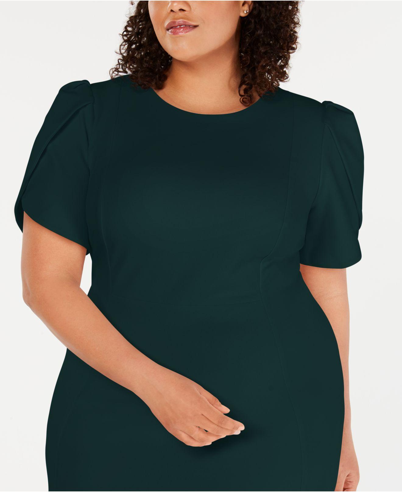 calvin klein plus size faux leather trim cap sleeve top