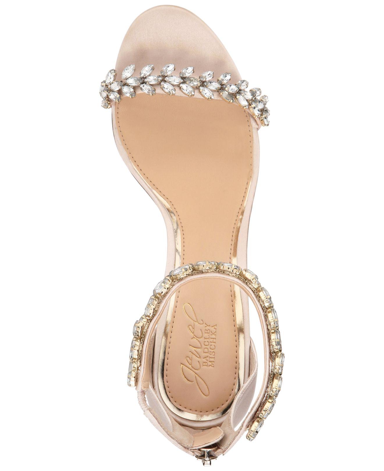 jewel by badgley mischka mayra embellished ankle strap sandal