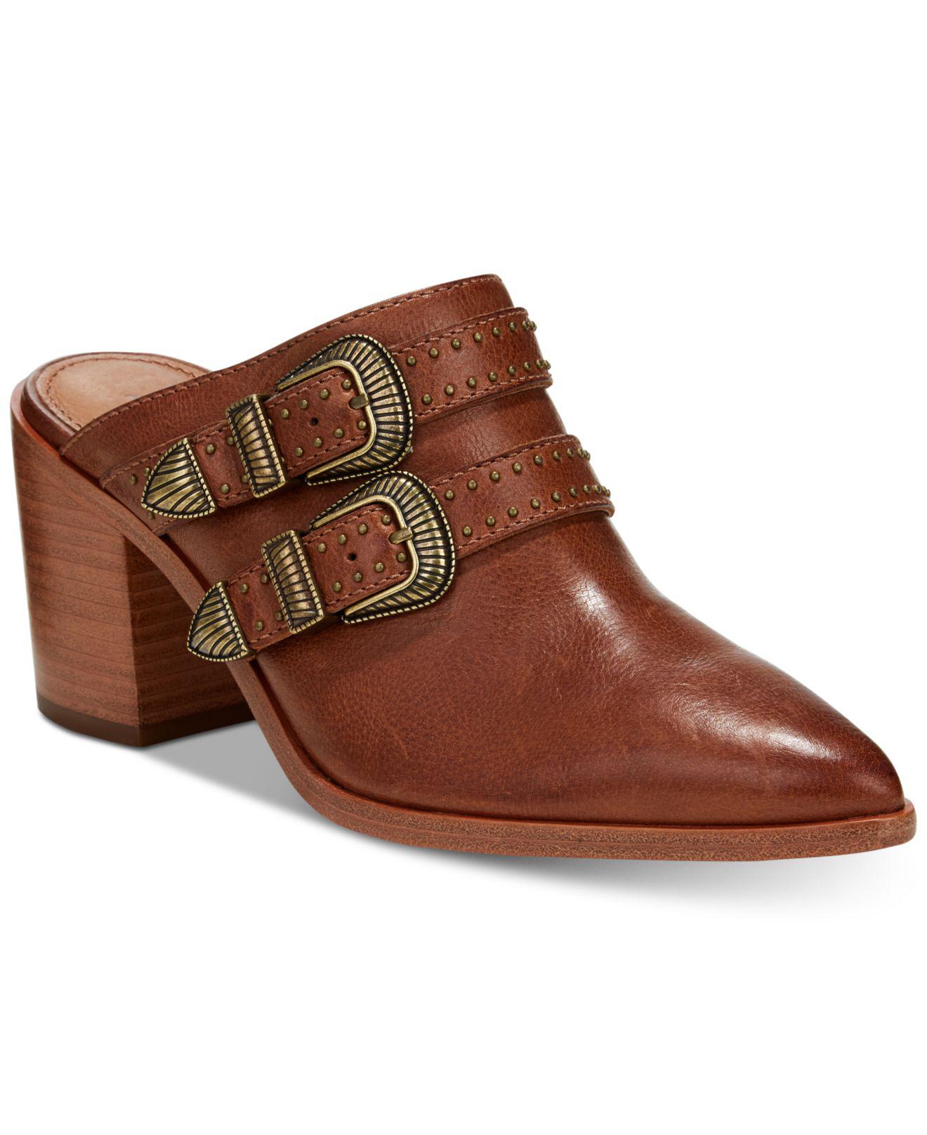 frye leather mules