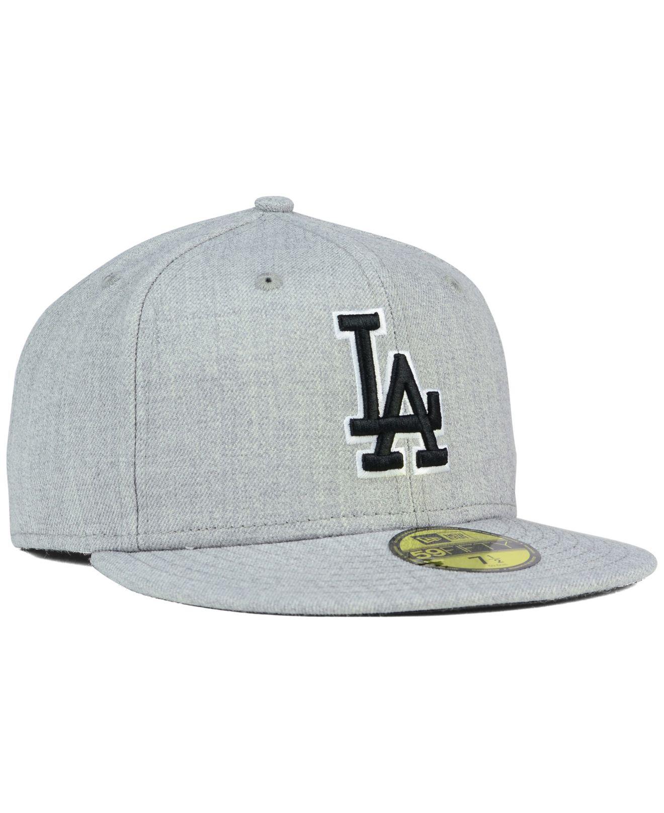KTZ Los Angeles Dodgers Heather Black White 59fifty Cap in Gray