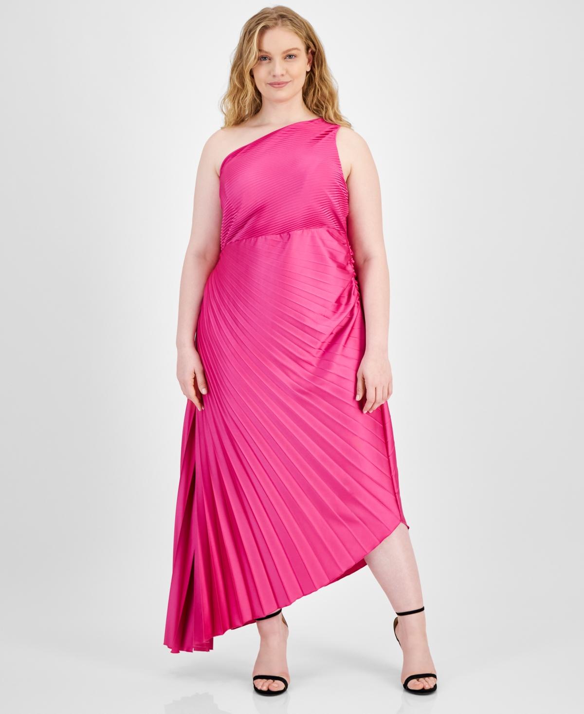B Darlin Trendy Plus Size Asymmetric neck Pleated Gown in Pink Lyst