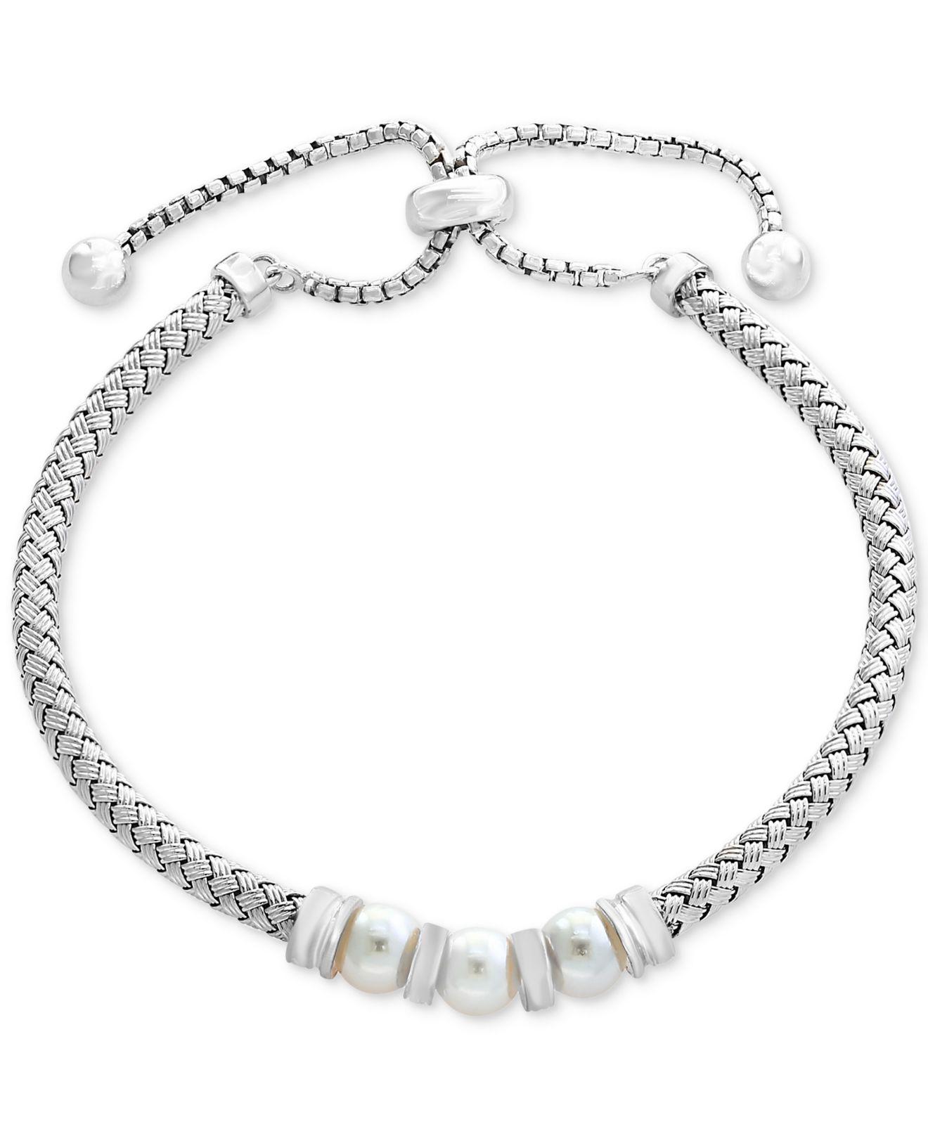Effy Cultured Freshwater Pearl (6mm) Slider Bracelet In Sterling Silver