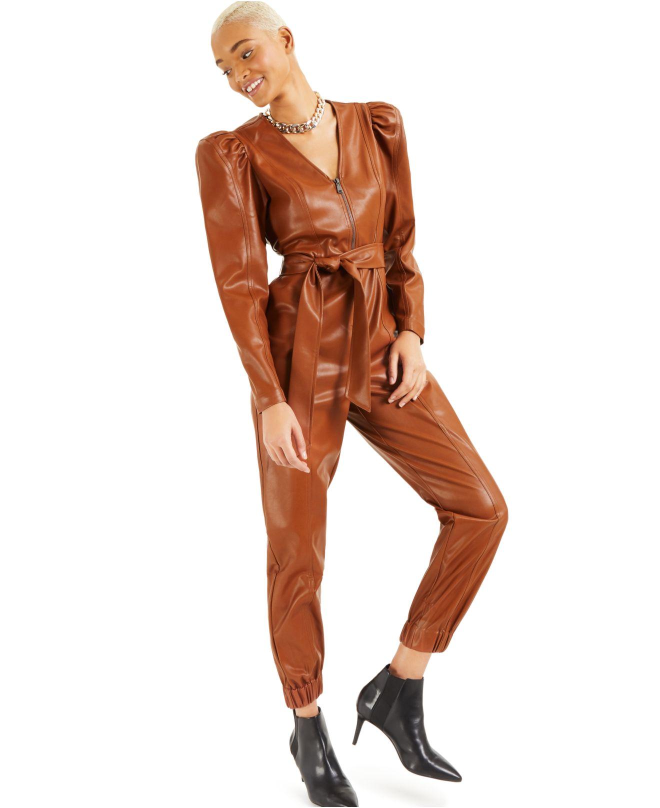 INC International Concepts Culpos X Inc Puff-sleeve Faux-leather Jumpsuit,  Created For Macy's - Lyst