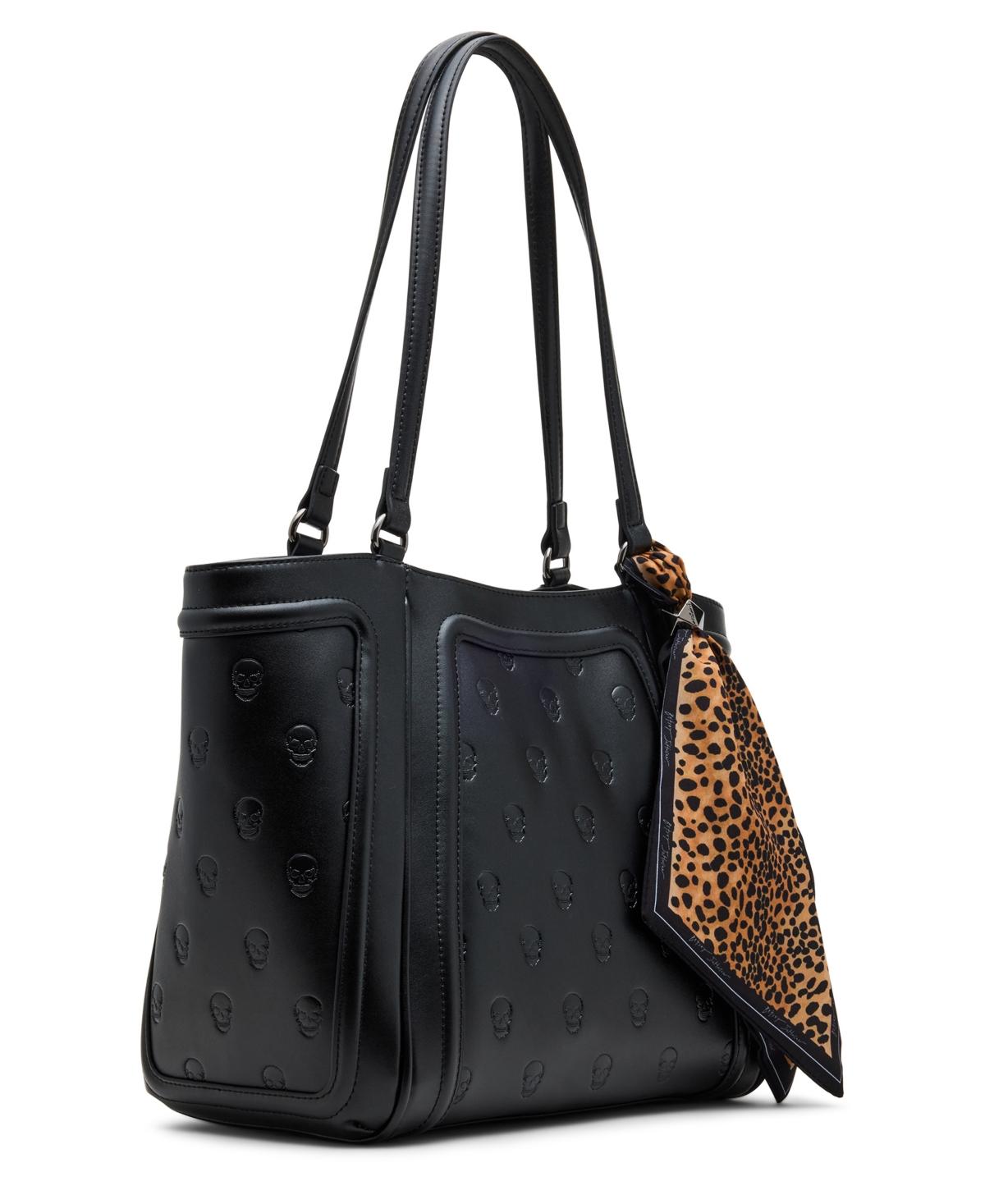 Betsey Johnson Women's Scalloped Everyday Tote - Black Multi Print, Magnetic Closure, Spacious & Stylish