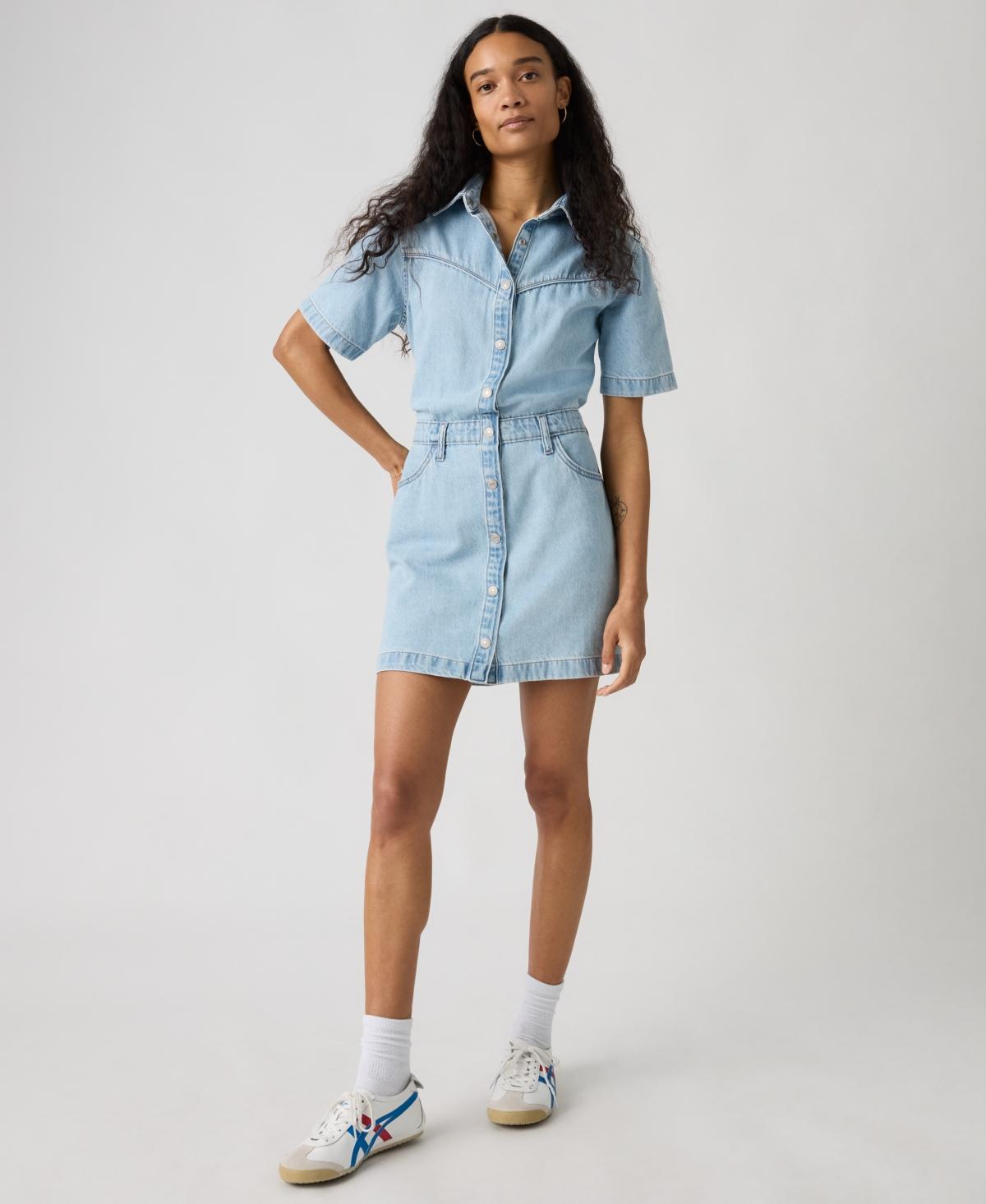 levi's western denim dress Levi's western denim midi dress in light blue