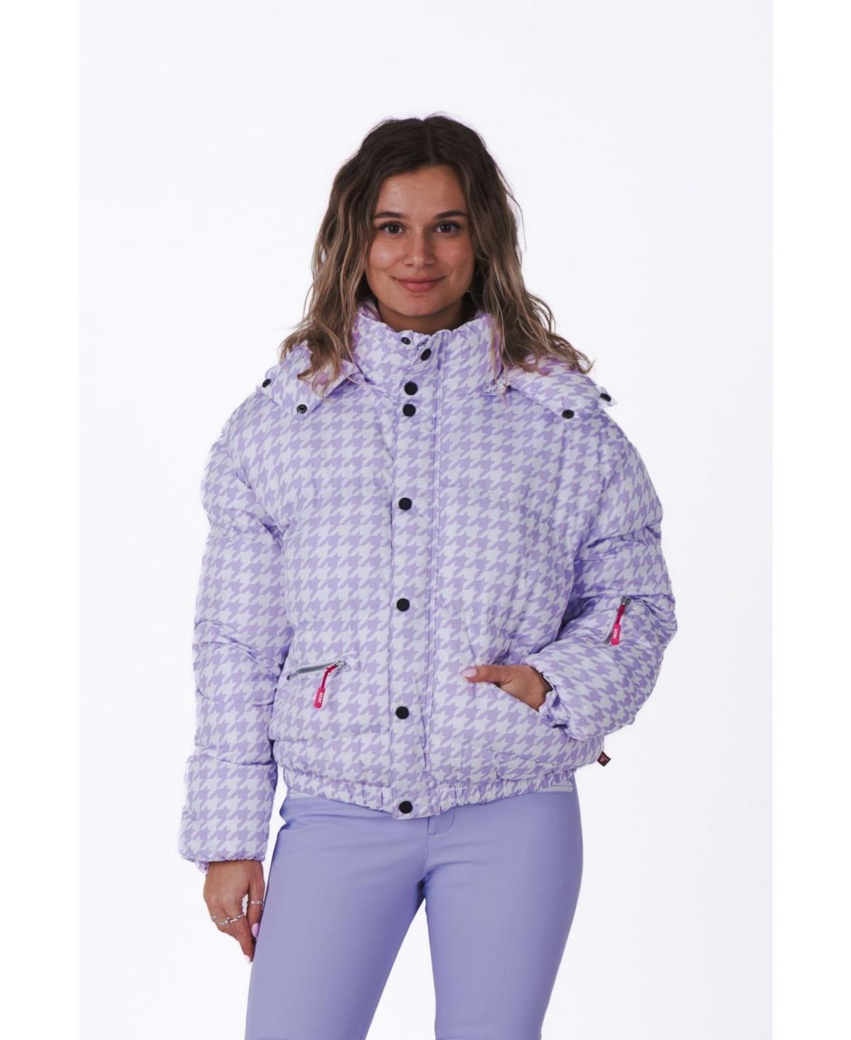 OOSC Houndstooth Chic Puffer Jacket in Purple Lyst