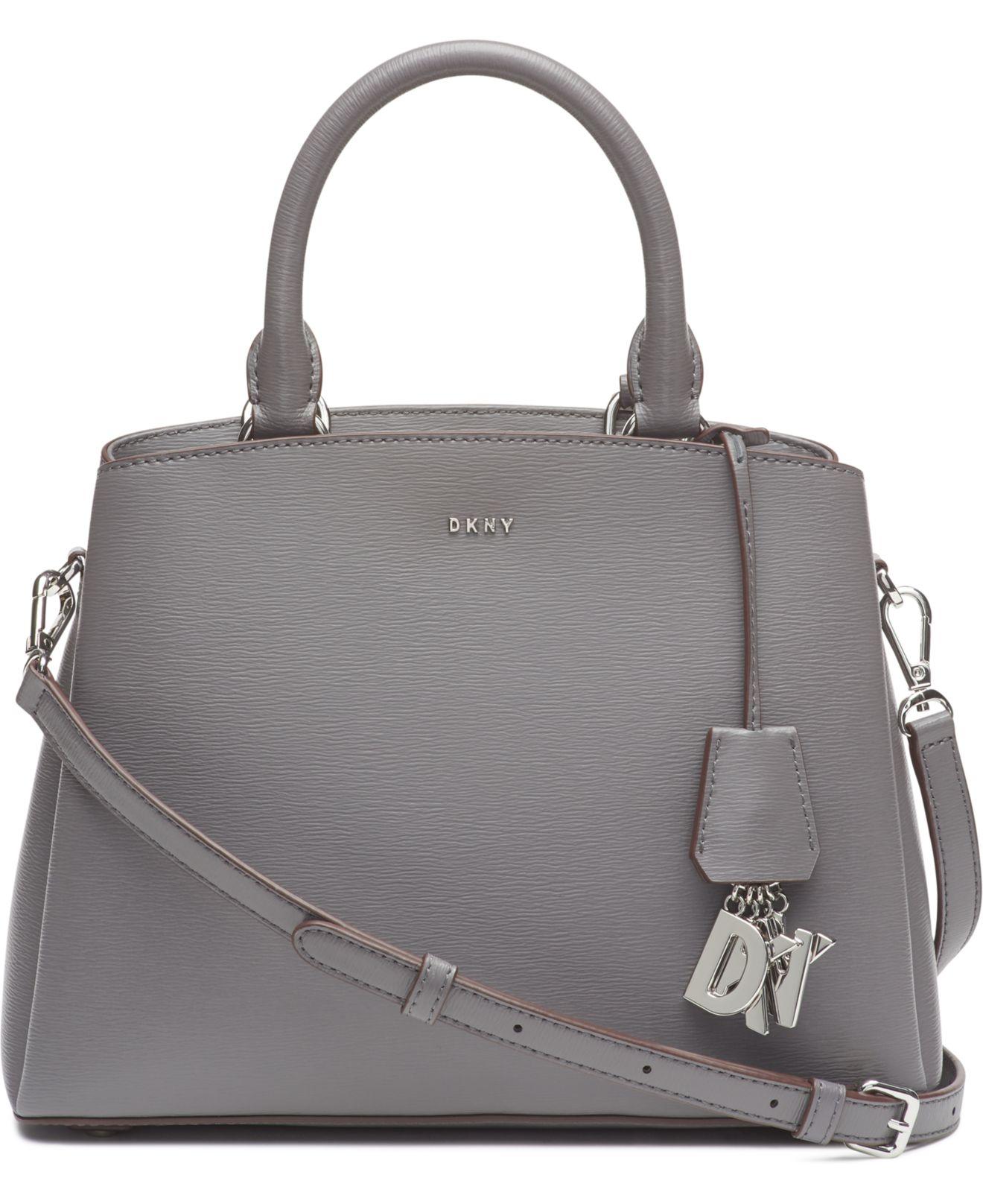 DKNY Paige Small Leather Satchel in Gray Lyst