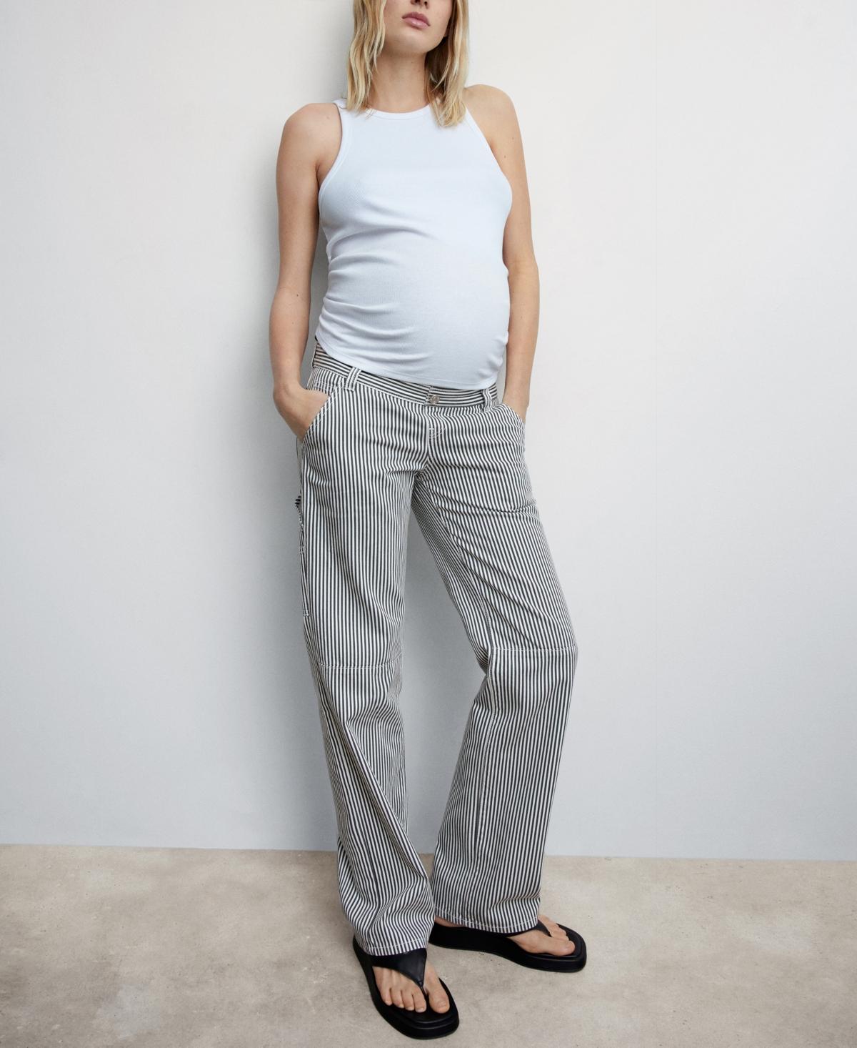 Mango Maternity Striped Cargo Jeans in Gray | Lyst