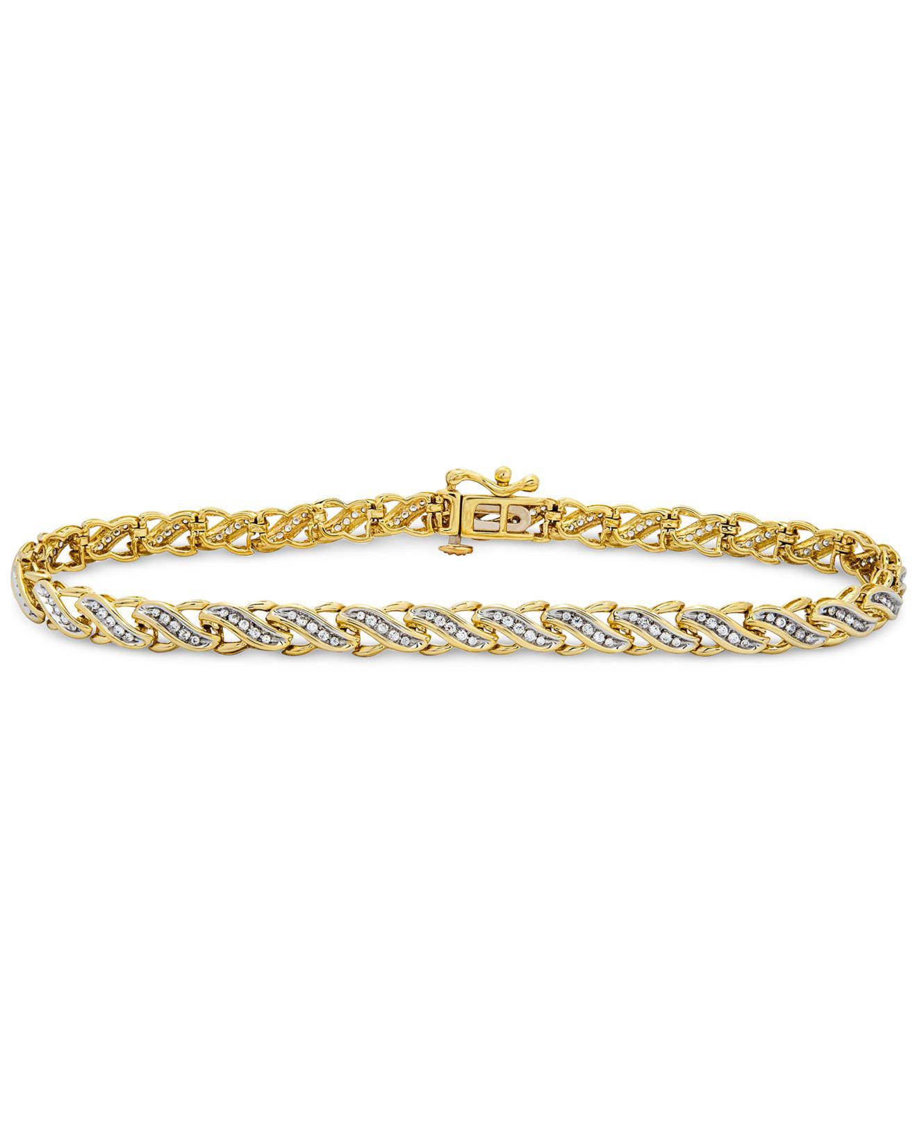 Macy's Diamond Swirl Tennis Bracelet (1/2 Ct. T.w.) In 10k Gold Or