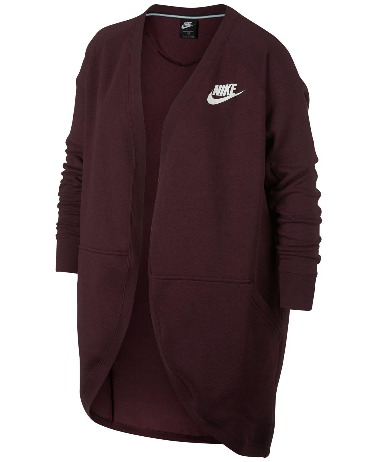 Nike Plus Size Sportswear Rally Fleece Open Cardigan in Purple | Lyst