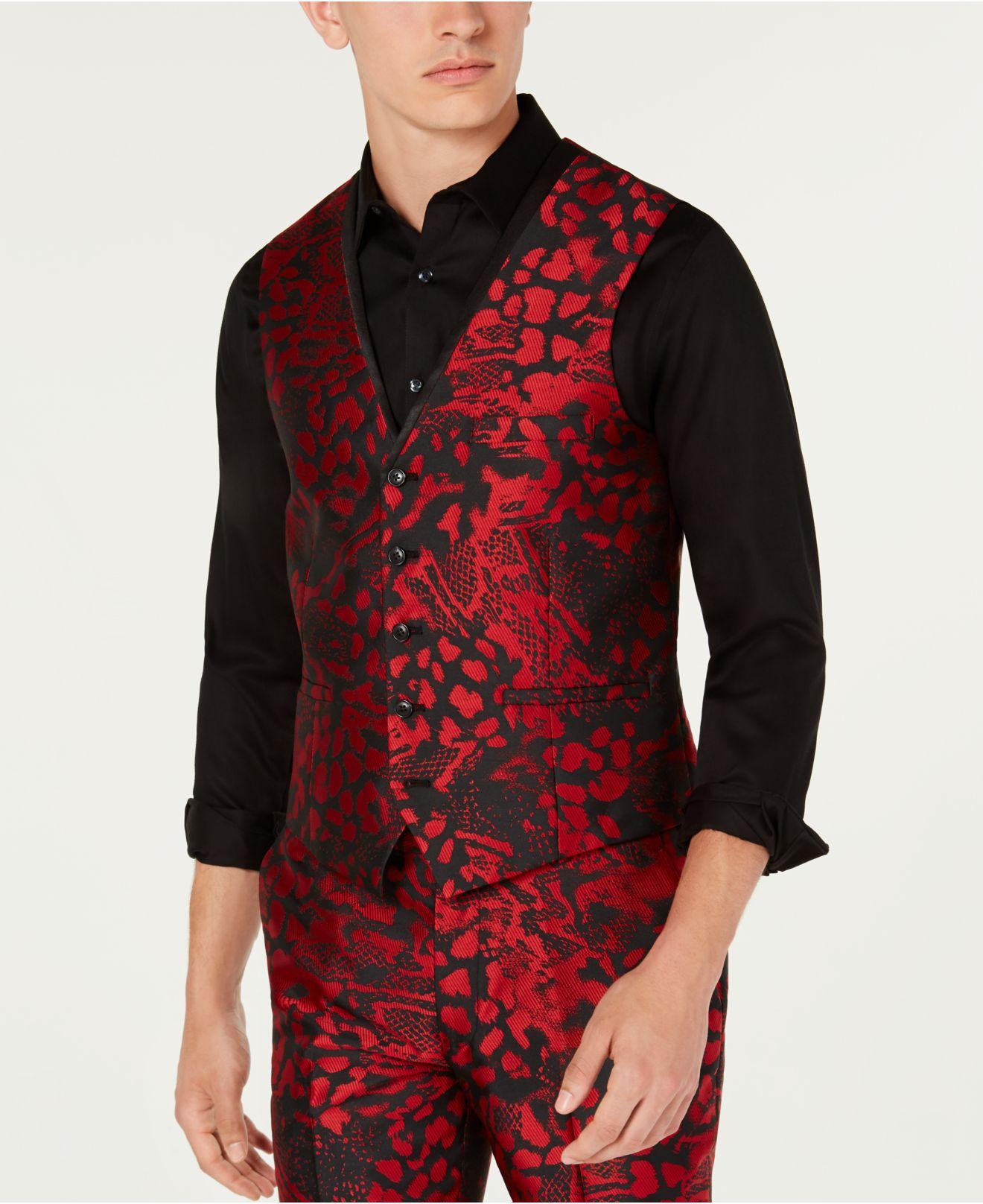 INC International Concepts Slimfit Animal Print Vest, Created For Macy