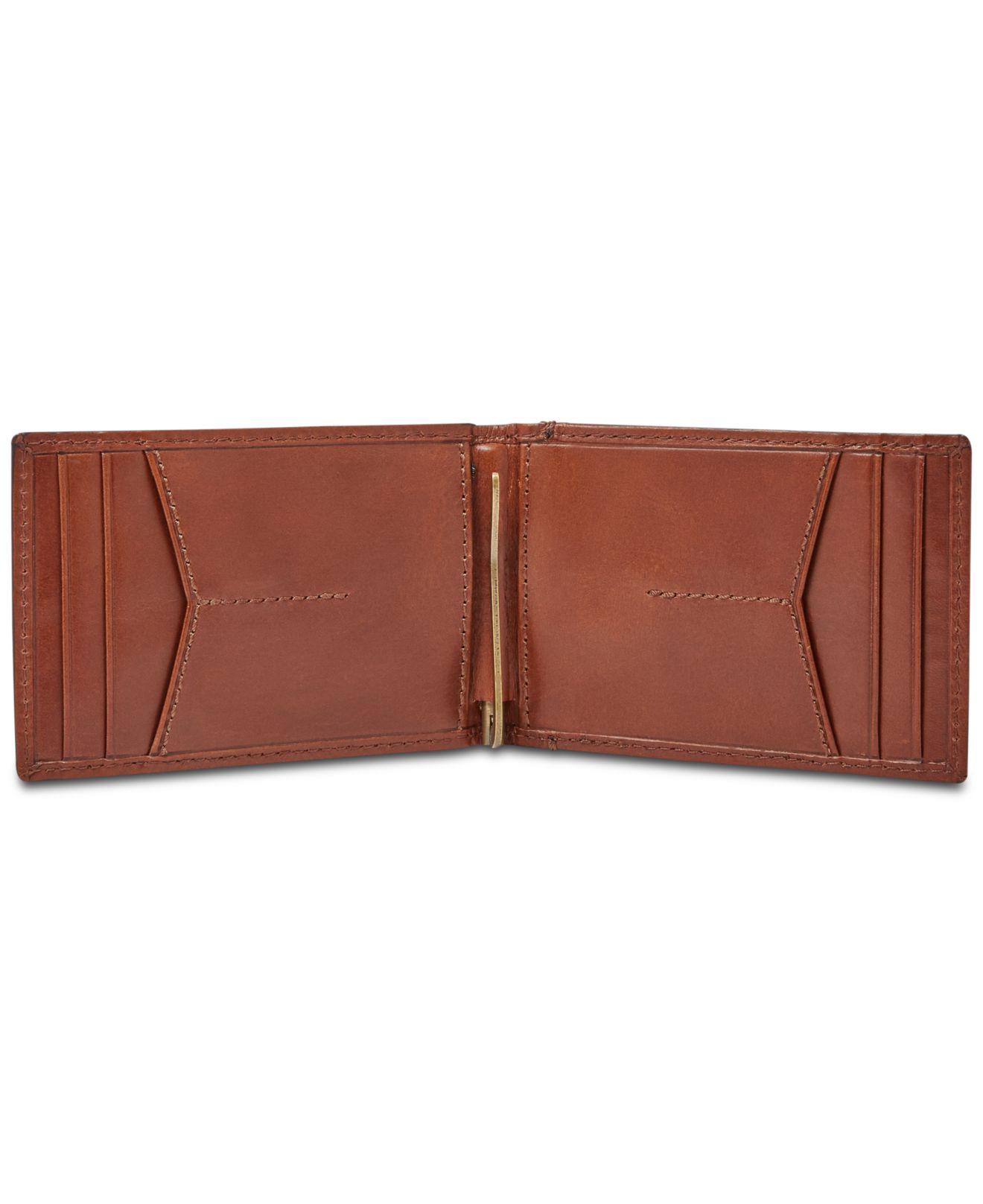 Fossil Leather Hugh Money Clip Bifold Wallet Cognac in Brown for Men - Lyst
